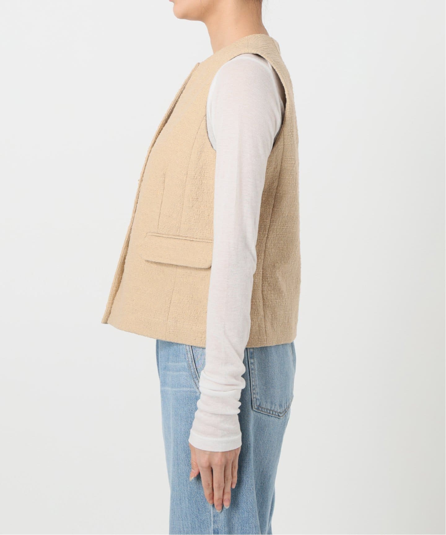 新品　IENA イエナ　ツイード　テーラードベスト　ベージュ　F IENA（イエナ）の「ツイードテーラードベスト（ベスト）」 - WEAR