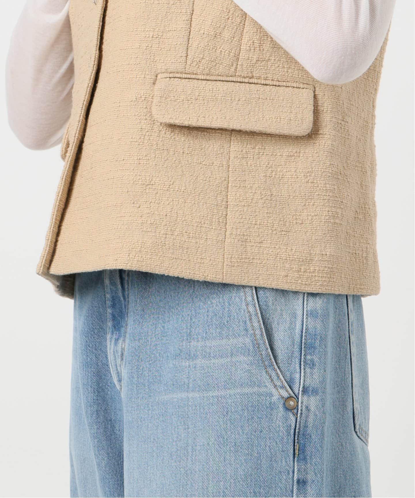 新品　IENA イエナ　ツイード　テーラードベスト　ベージュ　F IENA（イエナ）の「ツイードテーラードベスト（ベスト）」 - WEAR