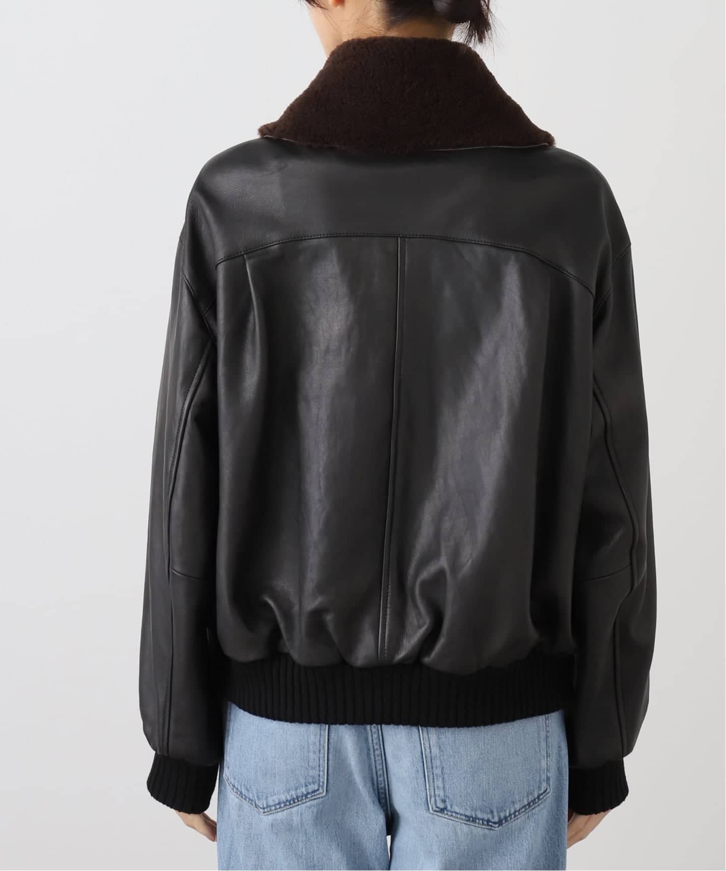 IENA plus épurée シープスキンジャケット ダークブラウン シープ