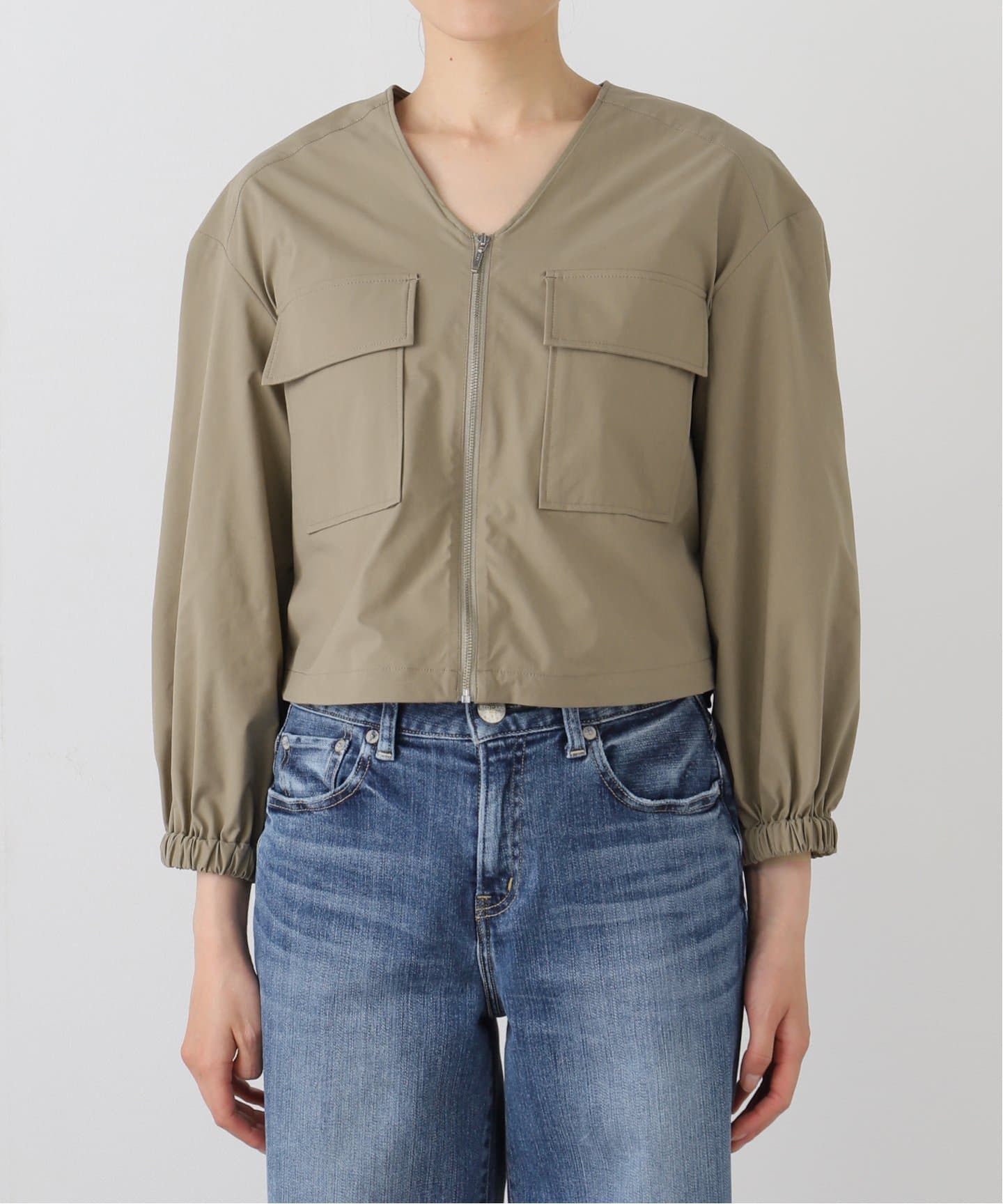 新品同様　美品　IENA イエナ ブルゾン　デニム　36 S 定価¥26,400 クロップドノーカラーブルゾン（その他ブルゾン／アウター
