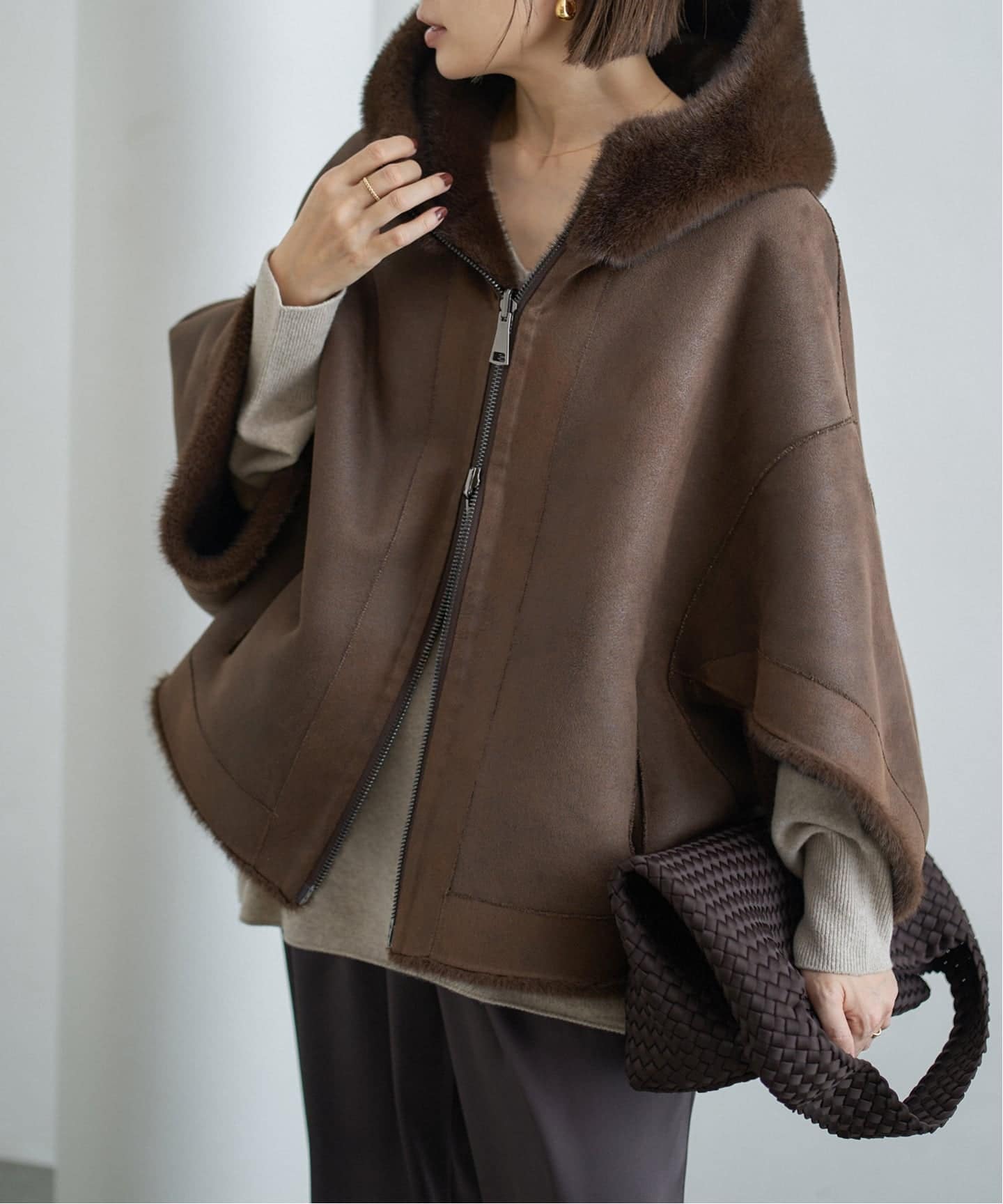 【新品未使用】IENA LOU ANDREA エコファーブルゾン S ブラウン LOU ANDREA/ルーアンドレア ECO FUR BZ エコファーブルゾン（その他