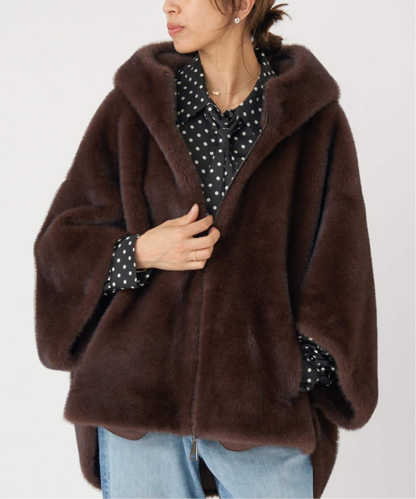 【新品未使用】IENA LOU ANDREA エコファーブルゾン S ブラウン LOU ANDREA/ルーアンドレア ECO FUR BZ エコファーブルゾン（その他