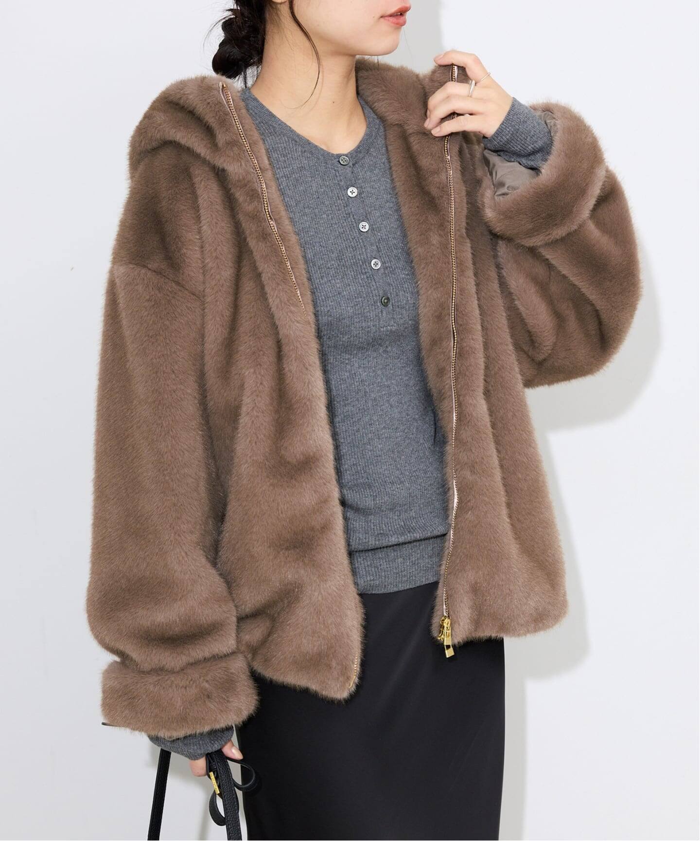 SLOBE IENA フェイクファー ブルゾン 2024AW　美品 フーディECOファー（その他ブルゾン／アウター）｜SLOBE IENA