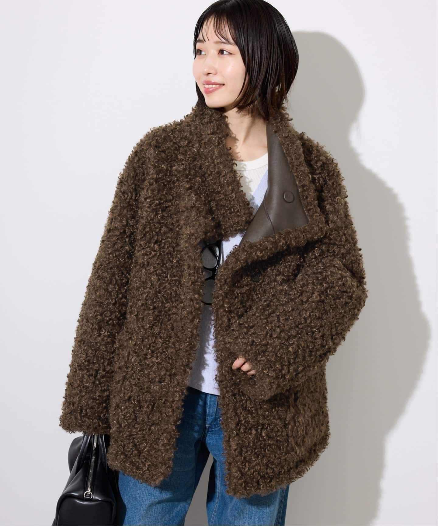 スローブ イエナ（SLOBE IENA）/リバーシブルフェイクムートンスタンドブルゾン リバーシブルフェイクムートンスタンドブルゾン（ムートンコート