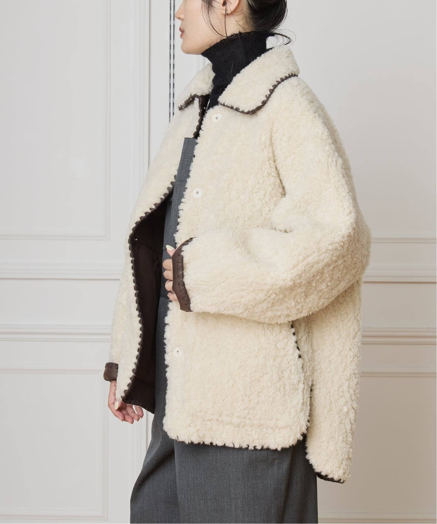 IENA LA BOUCLE リバーシブルファーリーボンディングブルゾン（その他