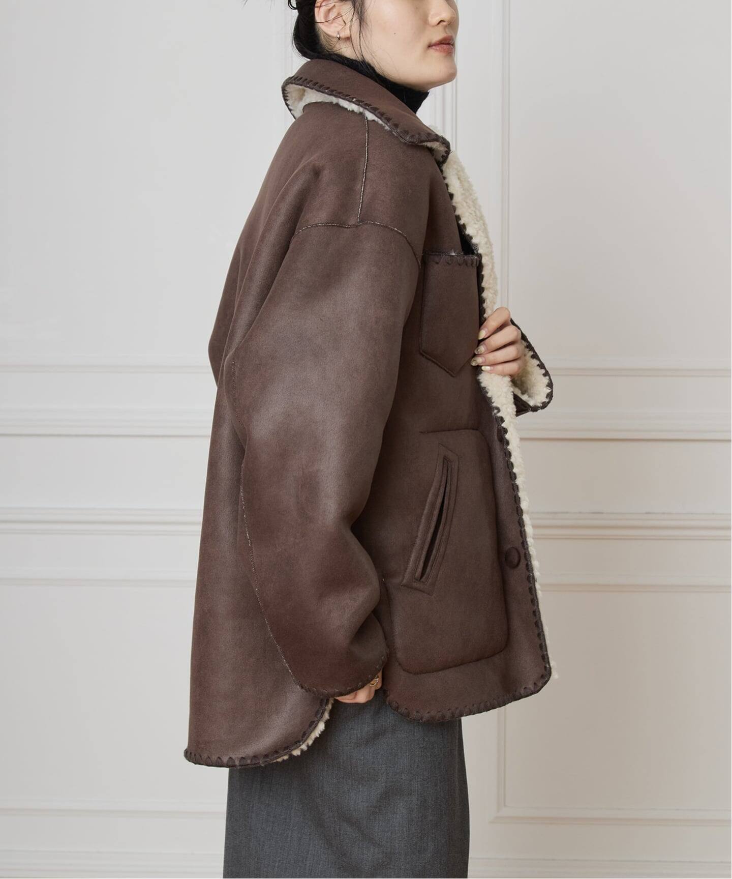 IENA LA BOUCLE リバーシブルファーリーボンディングブルゾン（その他