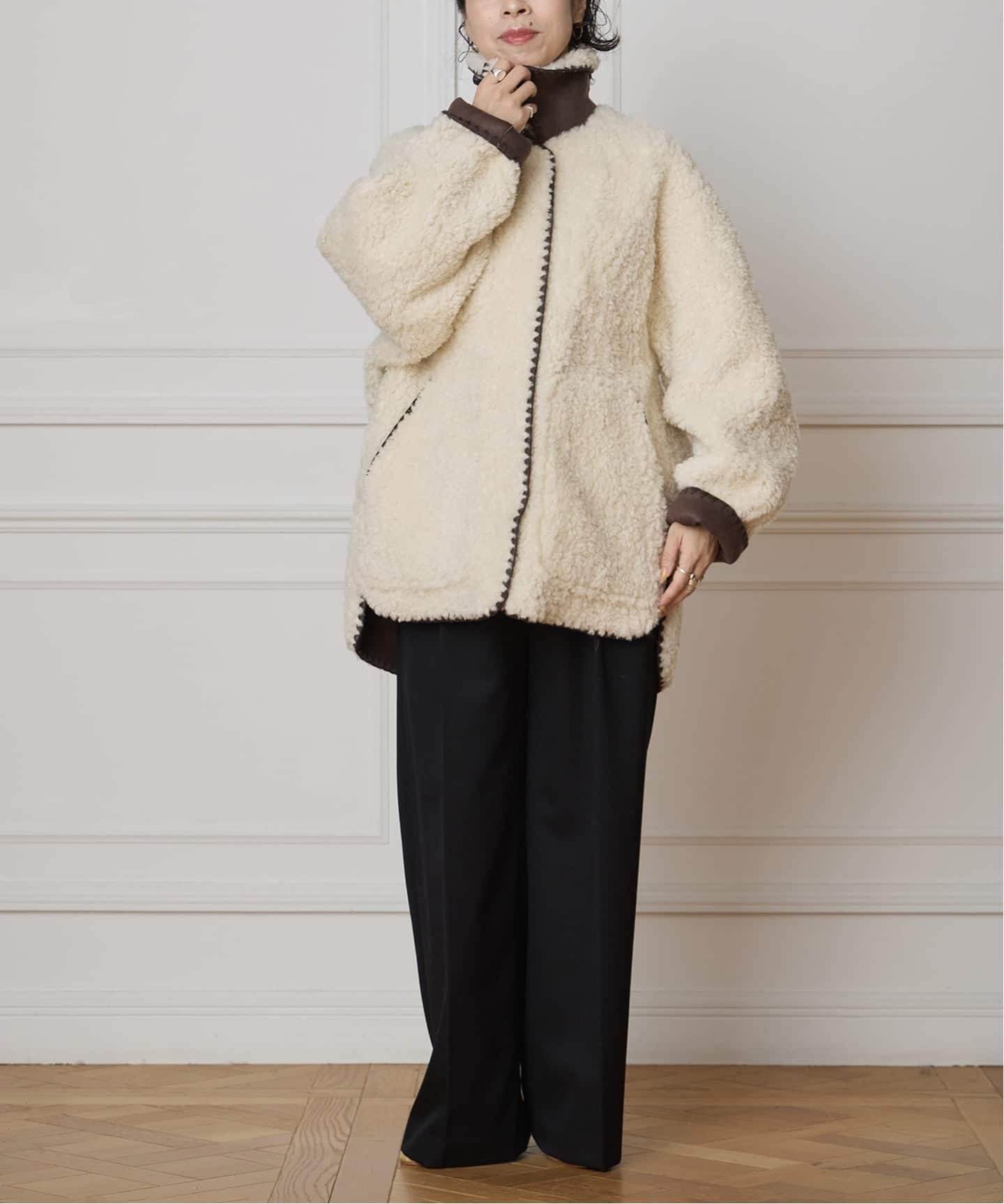 IENA LA BOUCLE リバーシブルファーリーボンディングブルゾン（その他