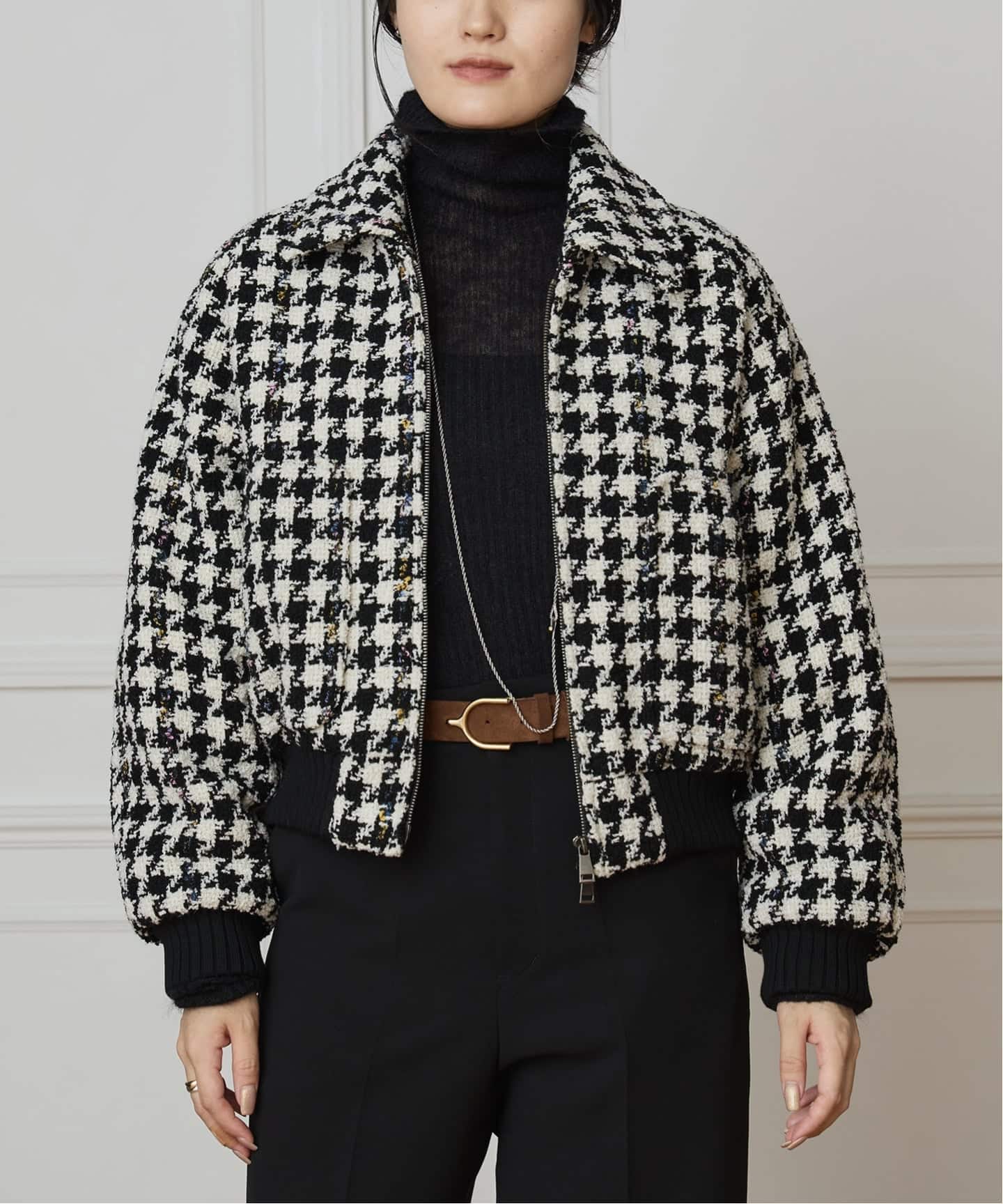 IENA LA BOUCLE ハウンドトゥースツィードブルゾン（その他ブルゾン