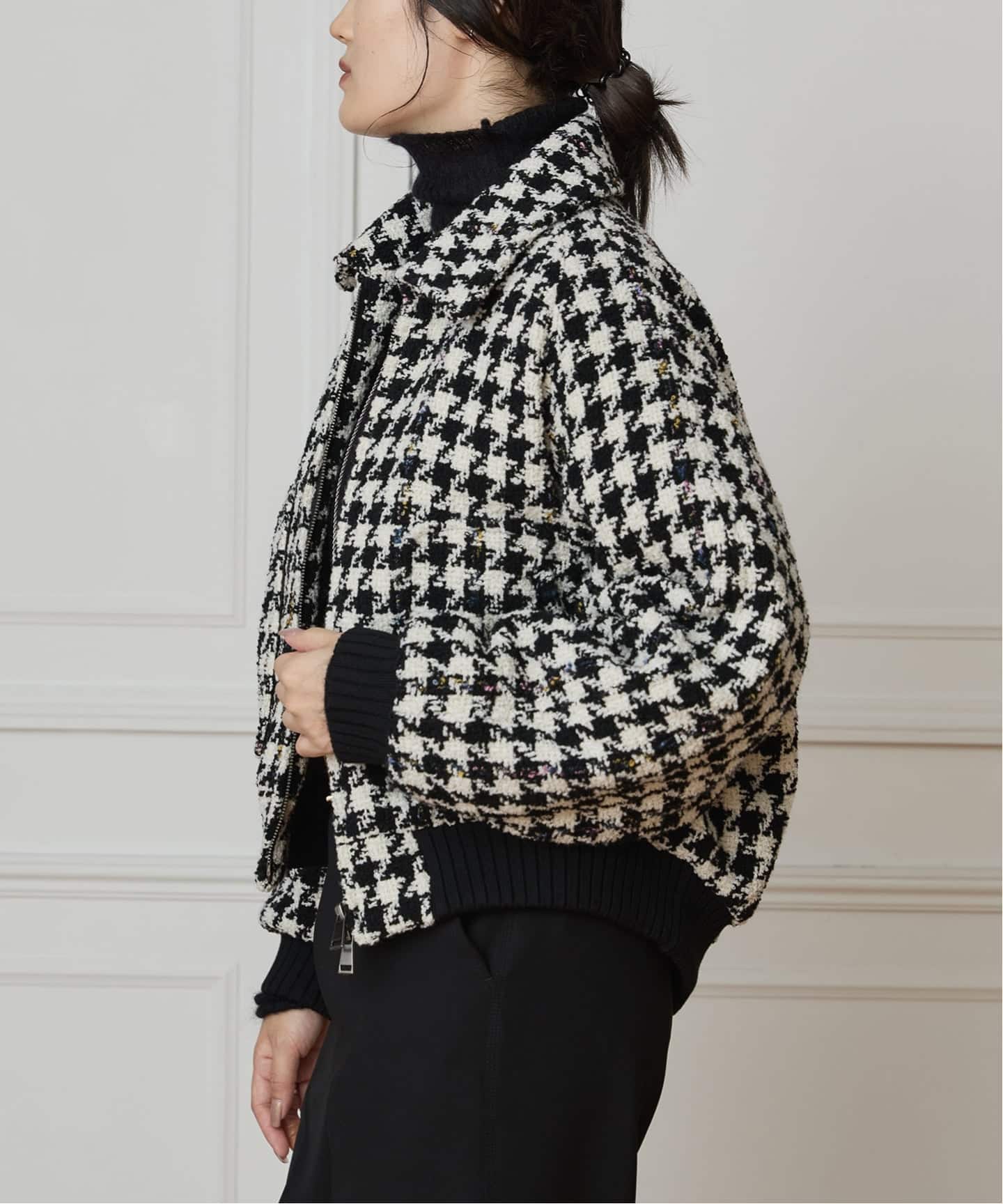 IENA LA BOUCLE ハウンドトゥースツィードブルゾン（その他ブルゾン