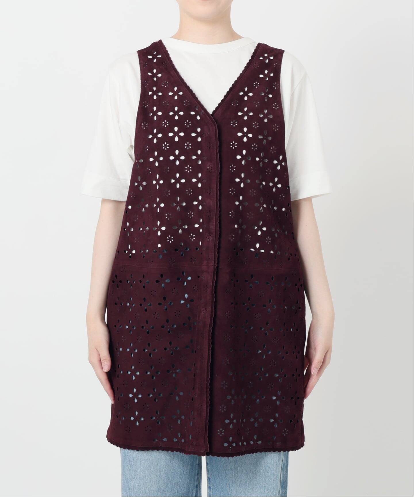 美品 定価8.2万 2025AW イエナ IENA LA BOUCLE Punching Suede 2WAY Vest＼ブラック パンチングスエード ベスト 山羊革【2400014682762】 IENA - 美品 定価8.2万 2025AW イエナ IENA LA BOUCLE Punching Suede