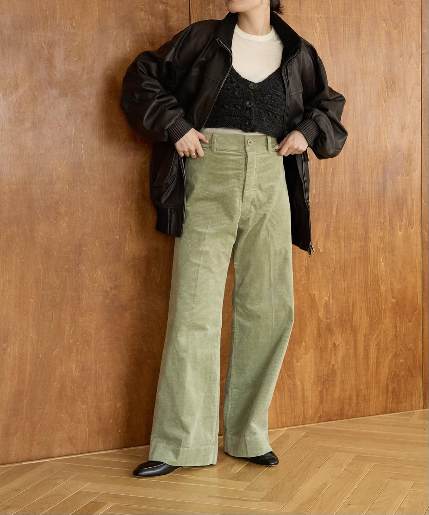 IENA LA BOUCLE レザースタンドネックブルゾン（レザージャケット