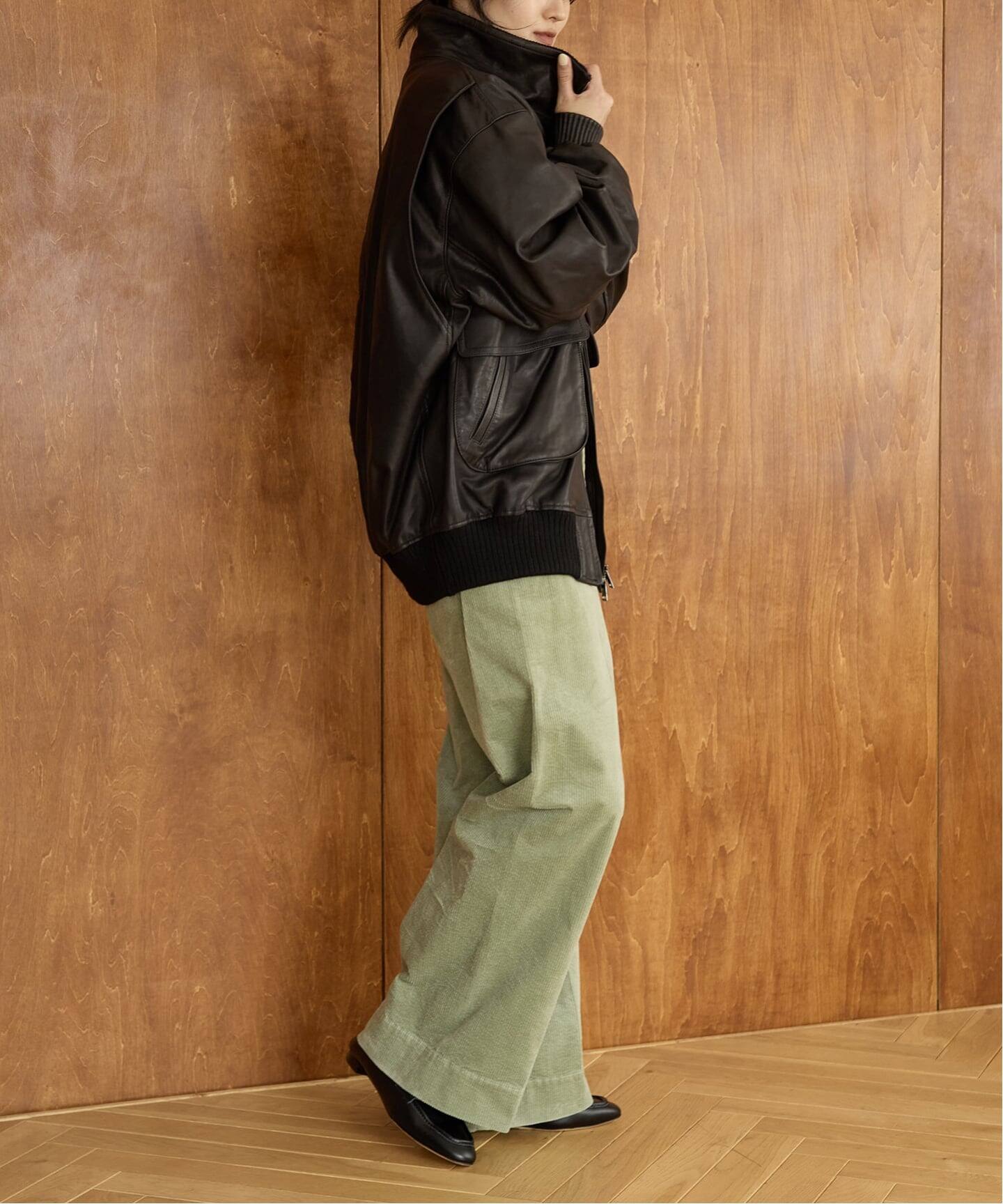 IENA LA BOUCLE レザースタンドネックブルゾン（レザージャケット