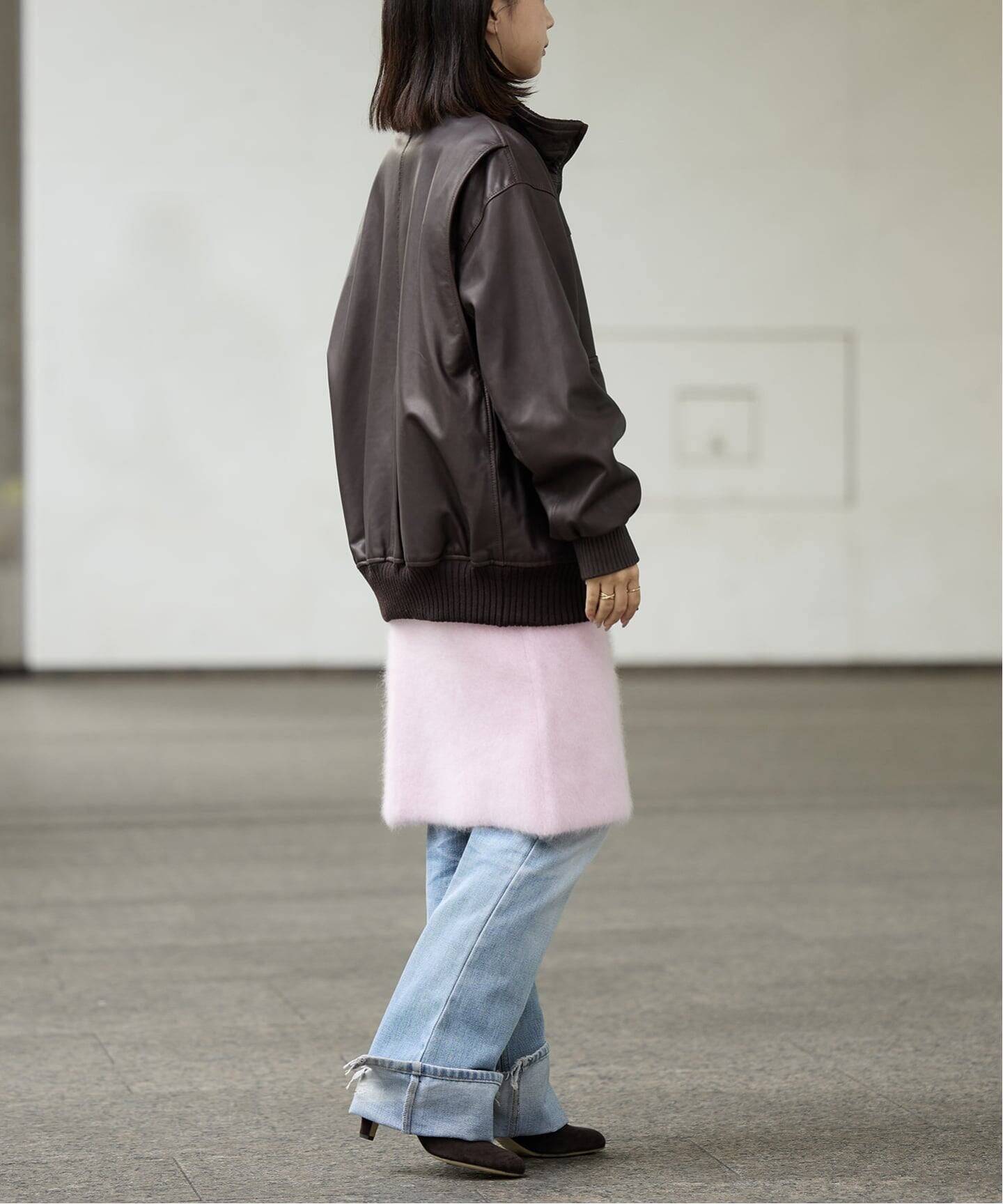 イエナラブークル ラムレザー ブルゾン ジャケット 本革 ベルト ブラウン F イエナラブークル ラムレザー ブルゾン ジャケット 本革 ベルト ブラウン F