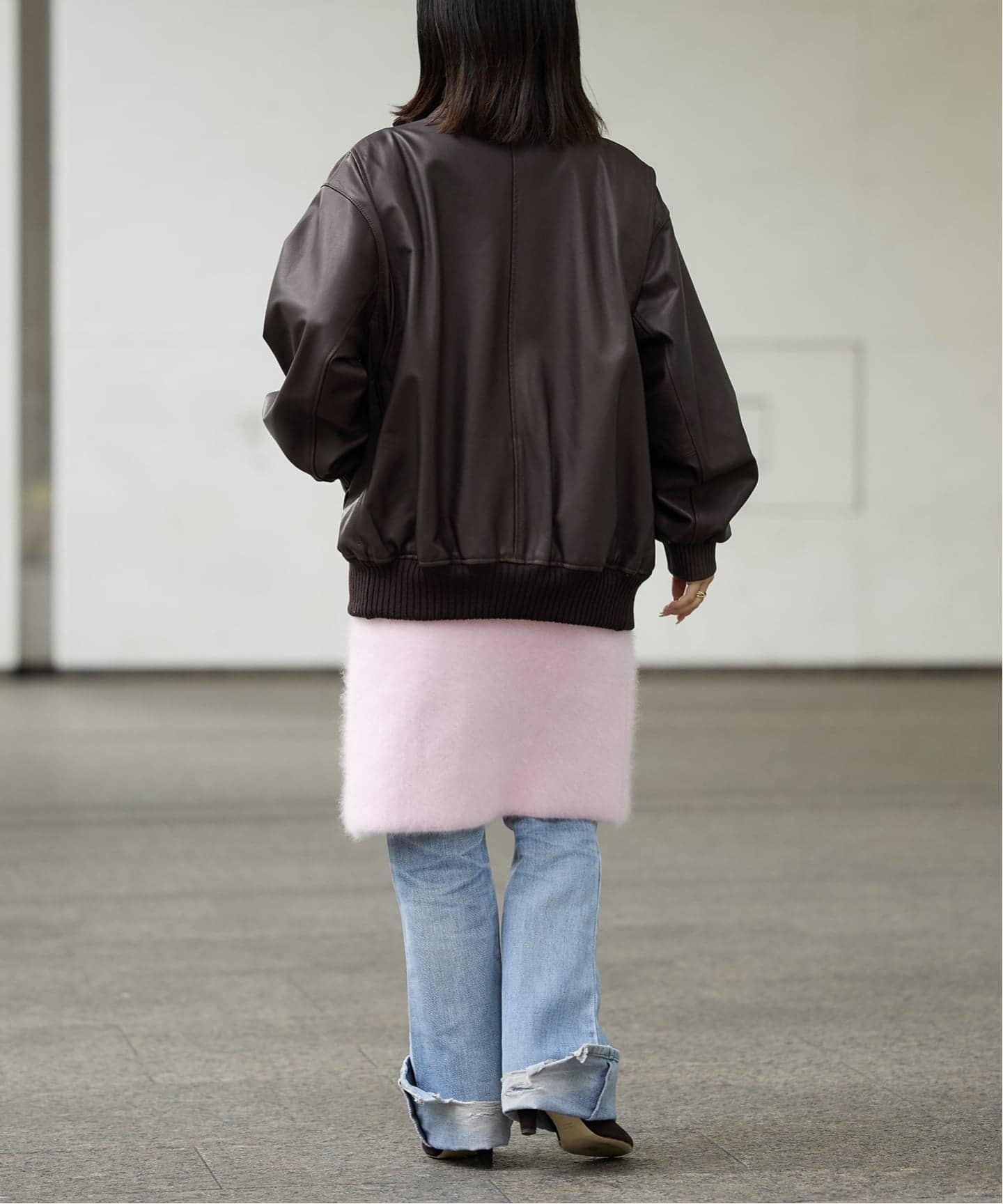 IENA LA BOUCLE レザースタンドネックブルゾン（レザージャケット