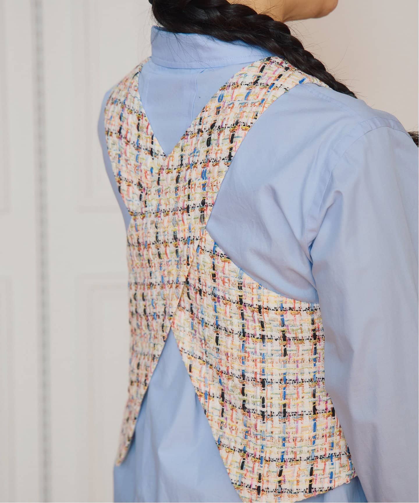 美品／IENA LA BOUCLE イエナラブークル　かすりクロス刺繍ベスト 新品☆IENA☆ IENA LA BOUCLE かすりクロス刺繍ジャケット