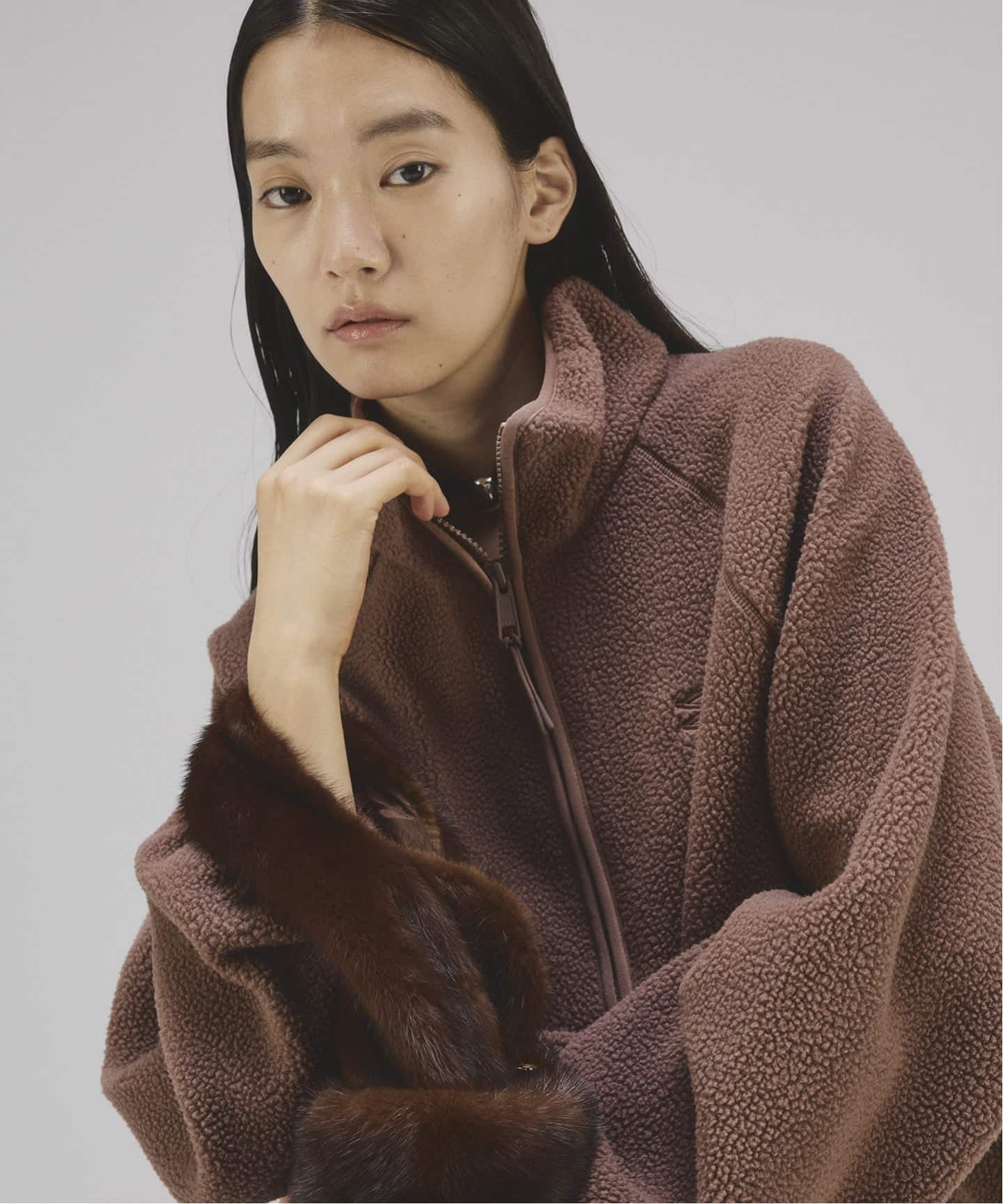 希少♡45RPM ボアフリース パーカー ダブルジップ インディゴ キャメル EMBASSY OF BRICKS AND LOGS CALI FLEECE J フリースブルゾン（ボア