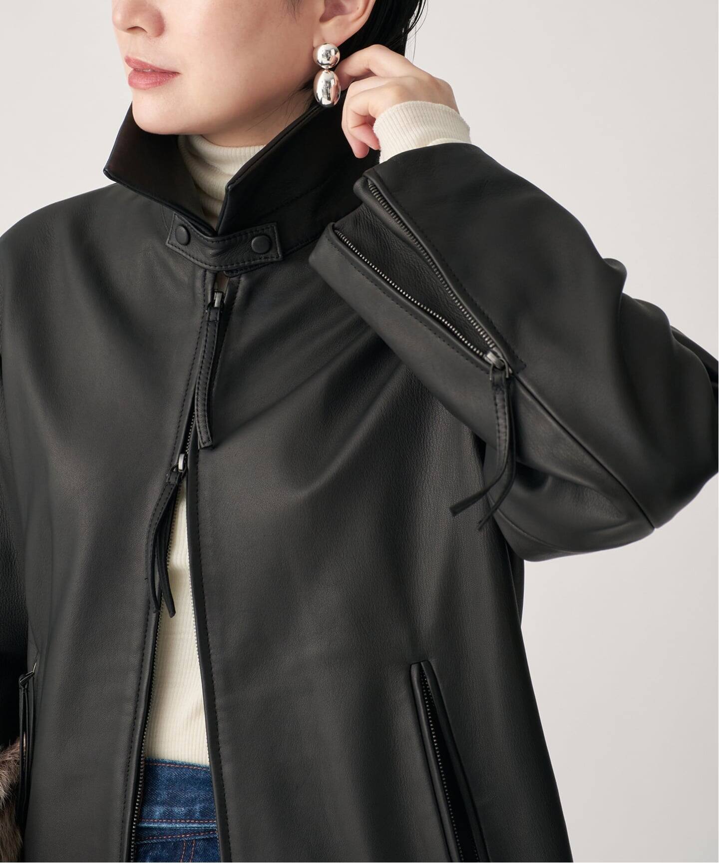 【超美品】ヴェルメイユパーイエナ　レザージャケット レザージップブルゾン（レザージャケット）｜VERMEIL par iena