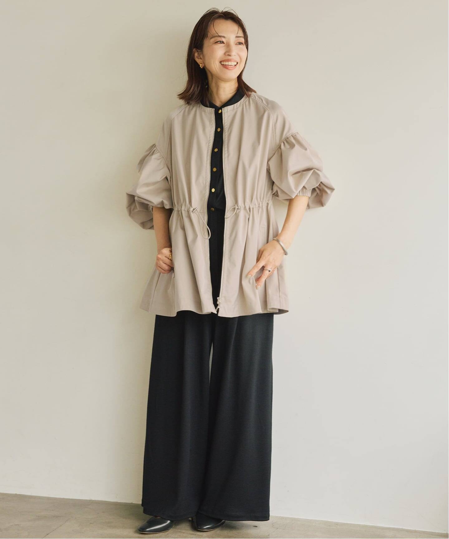 VERMEIL par ienaノーカラーギャザーZIPブルゾン ノーカラーギャザーZIPブルゾン（ブルゾン）｜VERMEIL par iena