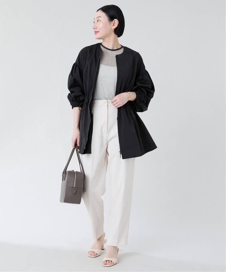 ノーカラーギャザーZIPブルゾン（その他ブルゾン／アウター）｜VERMEIL  