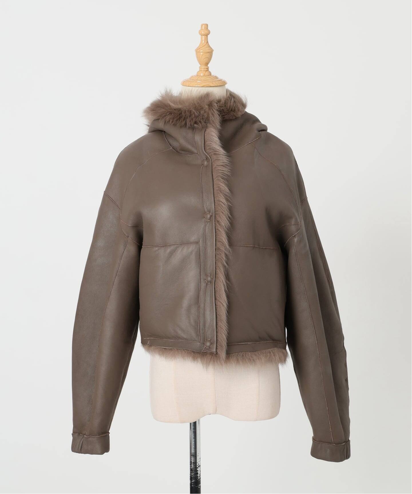 【未使用タグ付／定価24.2万円】　BLANCHA　TEDDYムートンコート BLANCHA ブランカ HOODIE ブルゾン 25061-3 01（ムートンコート