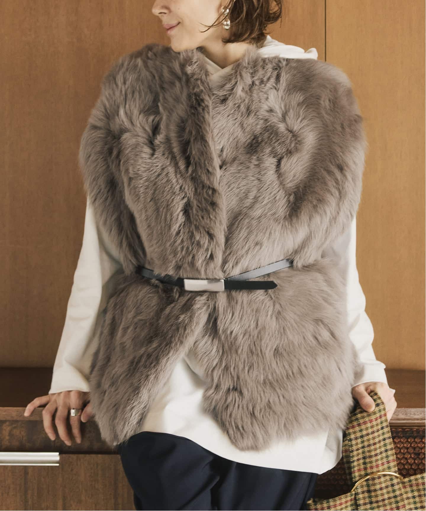 BLANCHA ブランカ ジレ 25024-3 00（ムートンコート）｜VERMEIL par