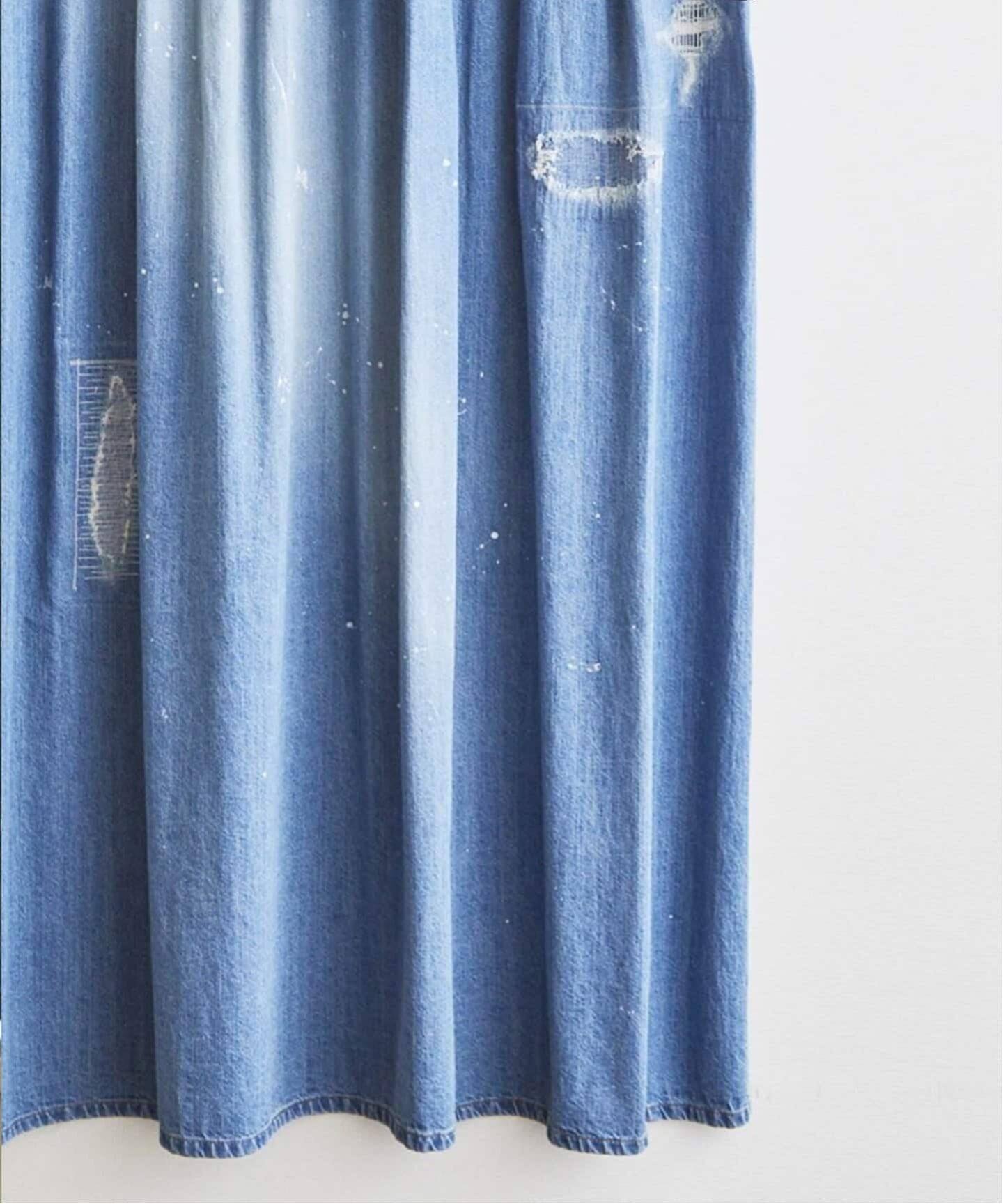 予約》DAMAGE DENIM CURTAIN 94×200 2枚セット（インテリア