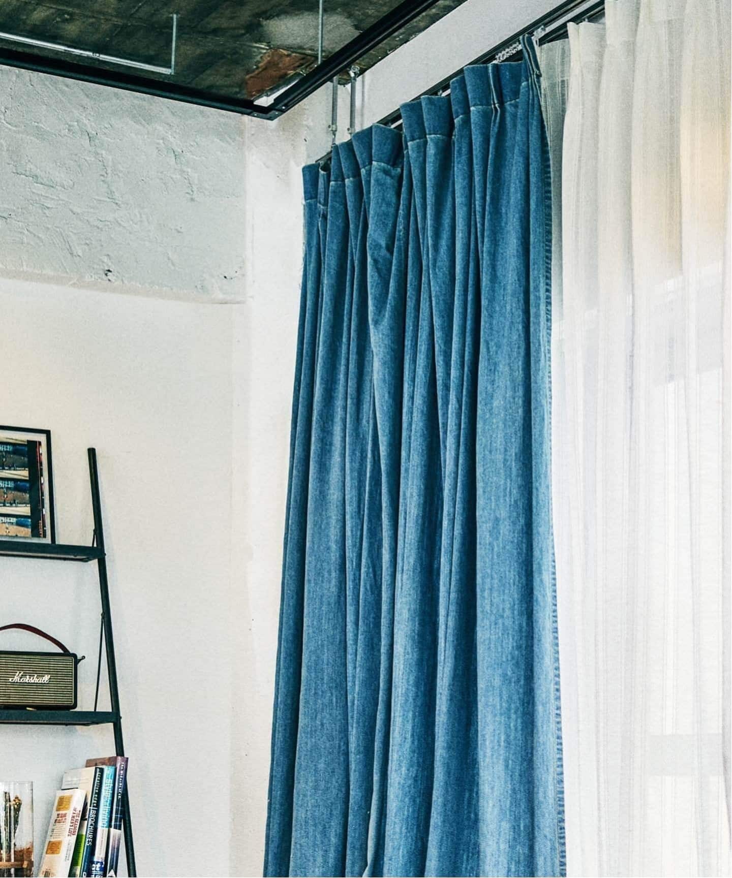 予約》DAMAGE DENIM CURTAIN 94×220 2枚セット（インテリア