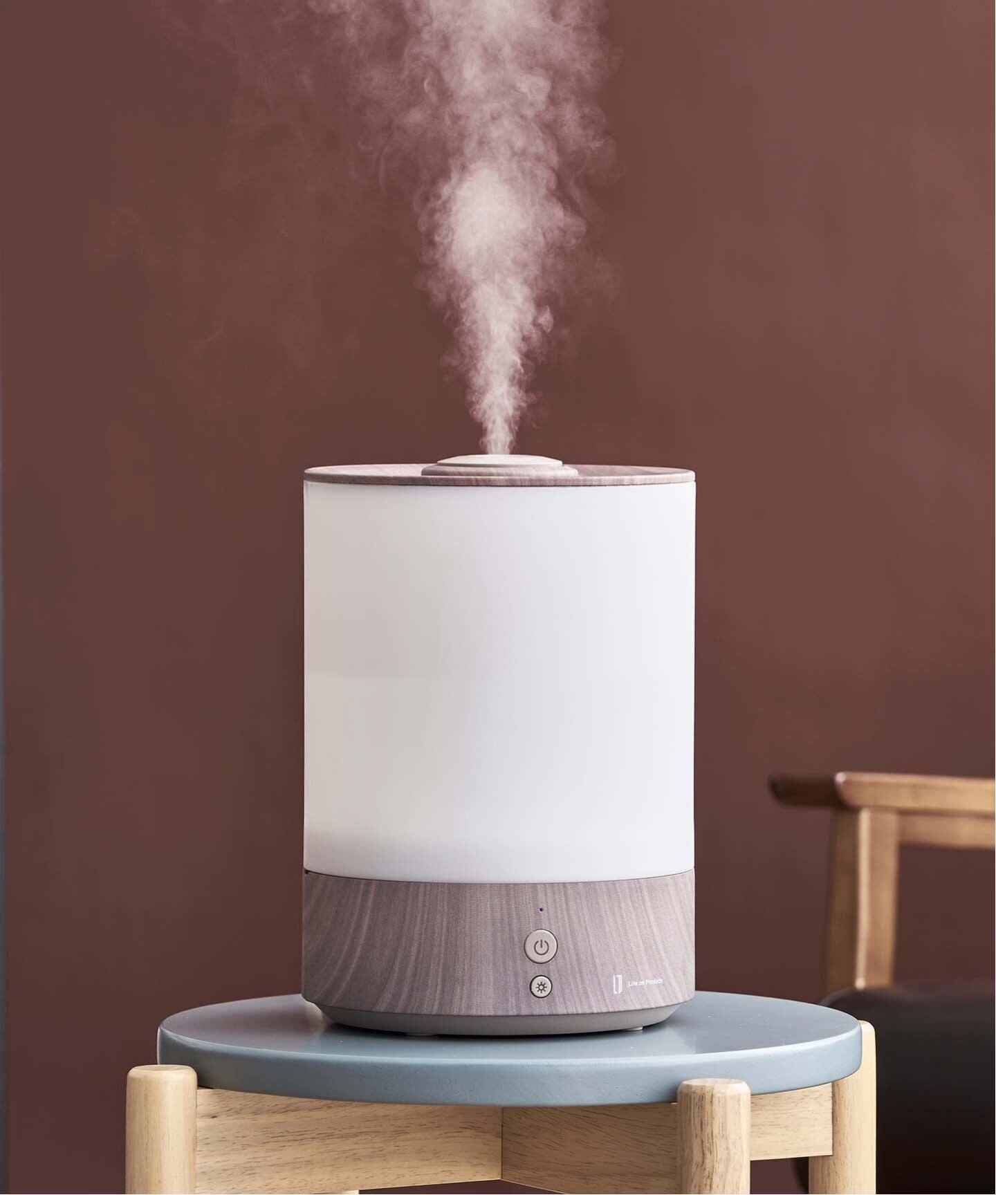 Life on Products】上部給水式 超音波加湿器 ライト付 Premium WOOD