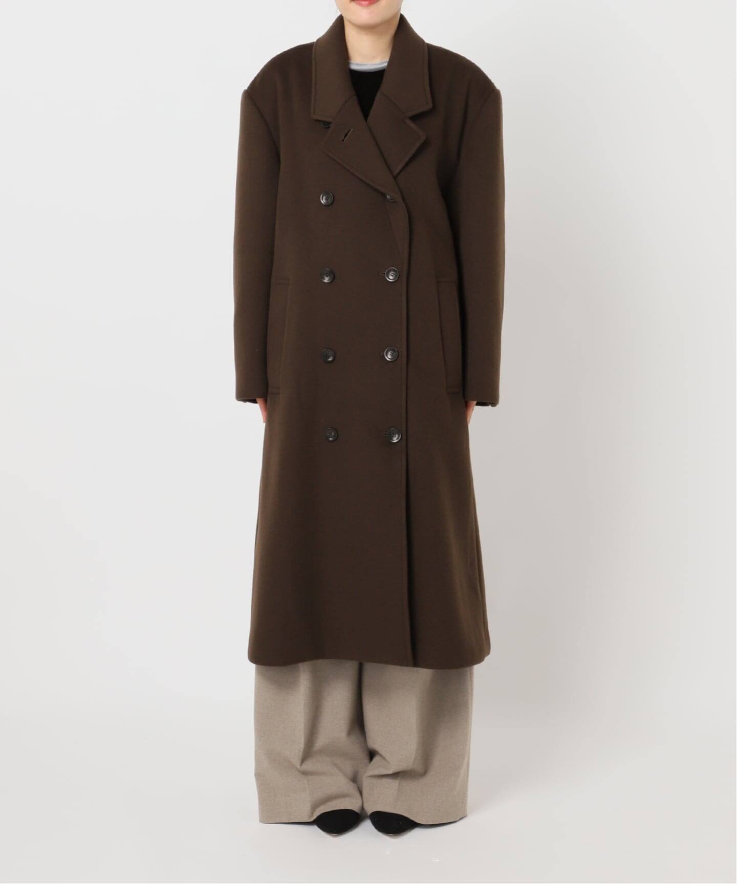 シティショップ ダブルメルトンコート マキシ丈 ブラウン 茶 ウールコート 36 WOOL CHESTER コート（その他ブルゾン／アウター）｜CITYSHOP（シティ