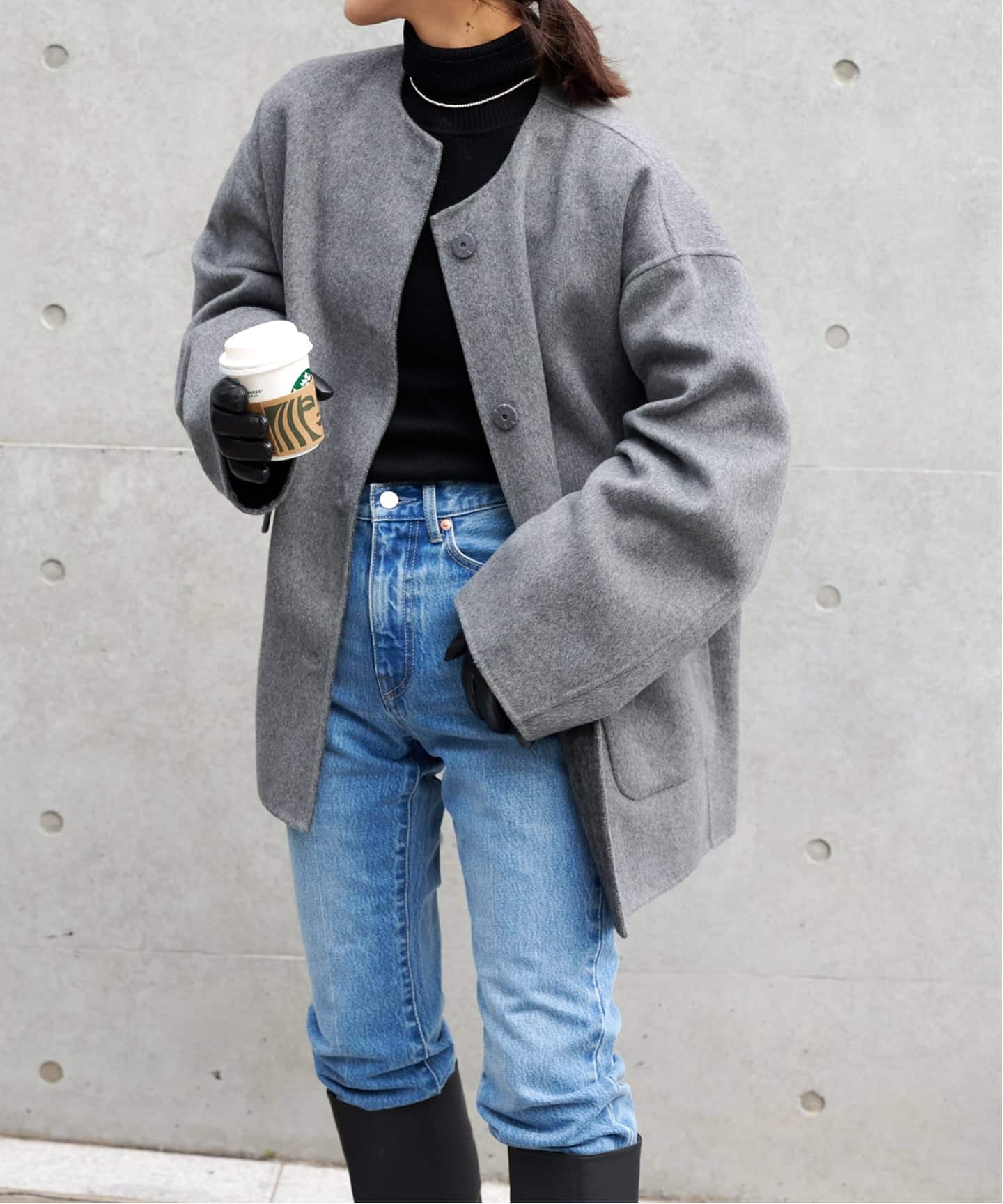 ダブルフェイスノーカラーコート（ノーカラーコート）｜OUTDOOR