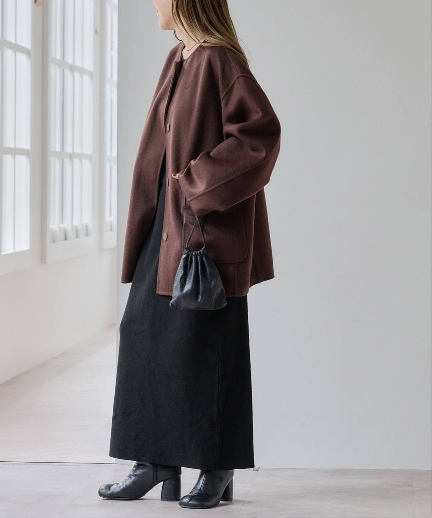 ダブルフェイスノーカラーコート（ノーカラーコート）｜OUTDOOR