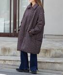 パデットレオパードプリントステンカラーコート