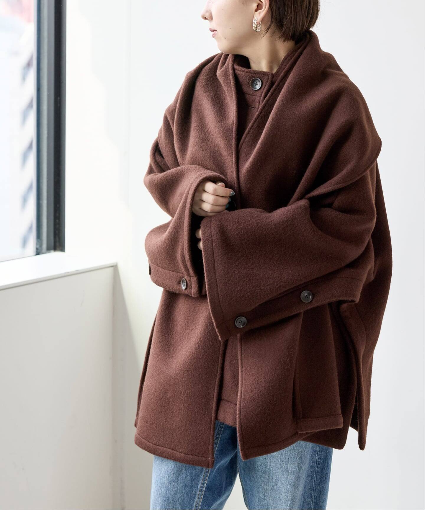 MUFFLER PONCHO コート(ポンチョ・マント)|Bonum(ボナム)の通販 MUFFLER PONCHO コート(ポンチョ・マント)|Bonum(ボナム)の通販