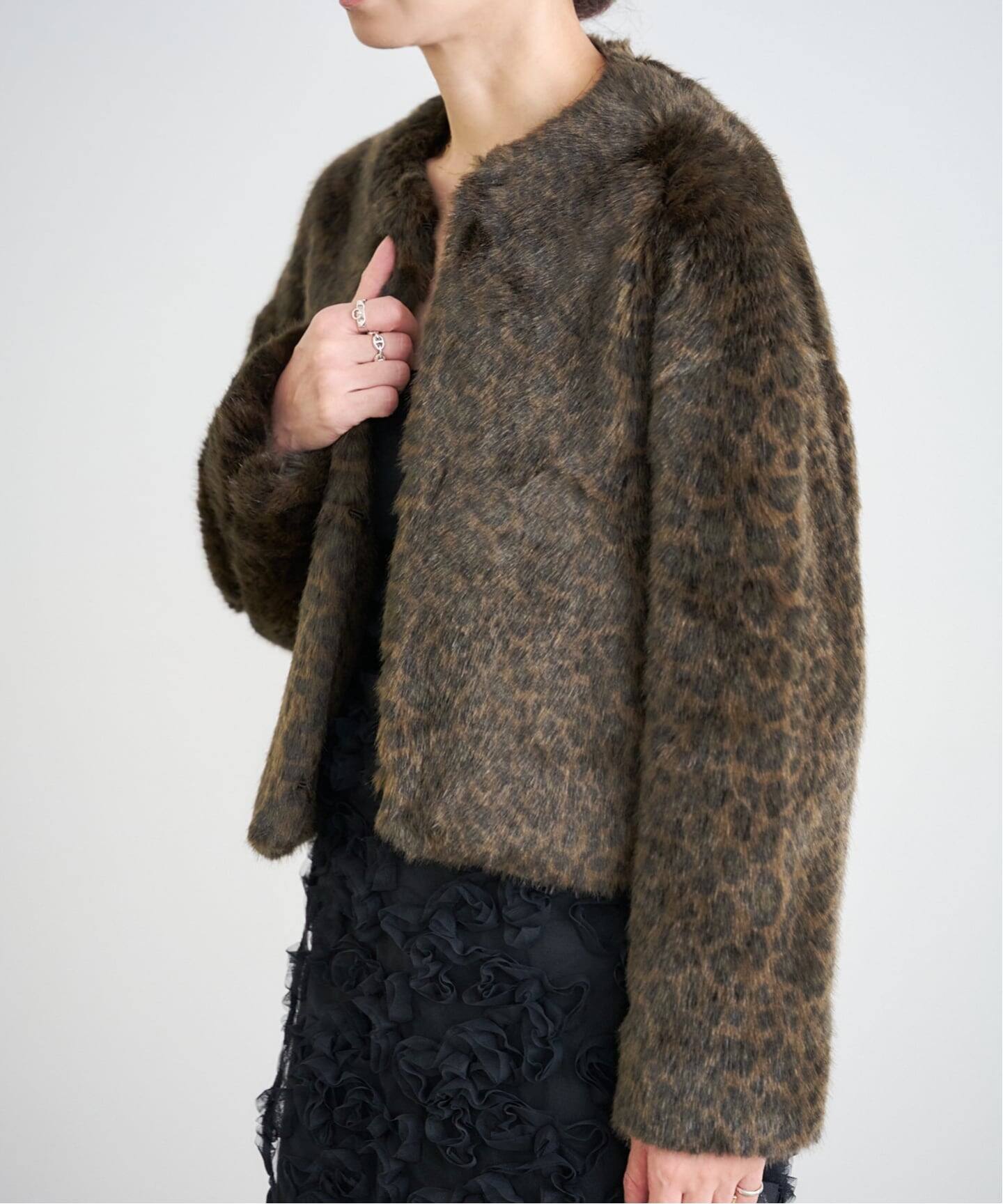 TICCA TBEA-072レオパードファーショートコート（その他ブルゾン