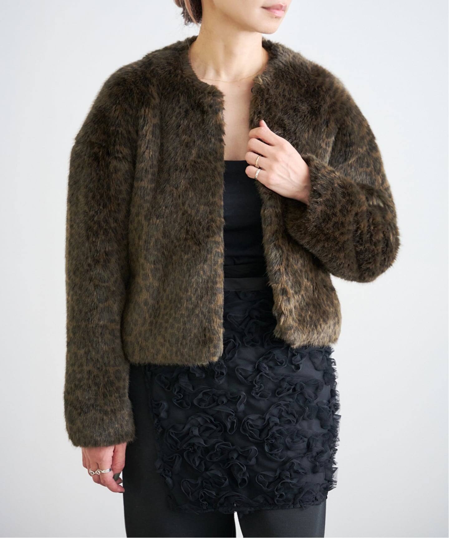 TICCA TBEA-072レオパードファーショートコート（その他ブルゾン