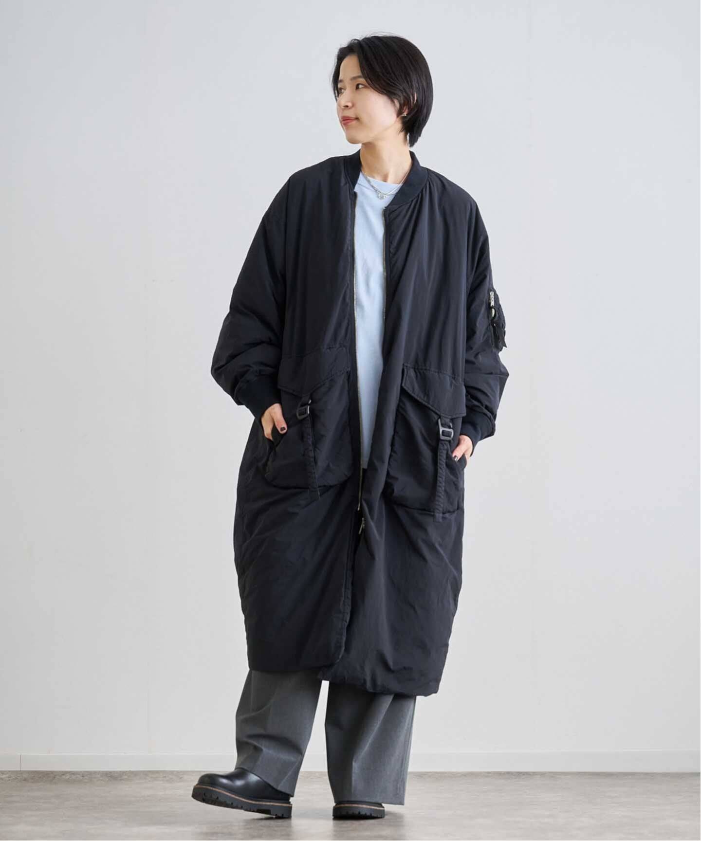 F/CE GARMENT DYE DOWN MA-1 LONG COAT（ノーカラーコート）｜BOICE