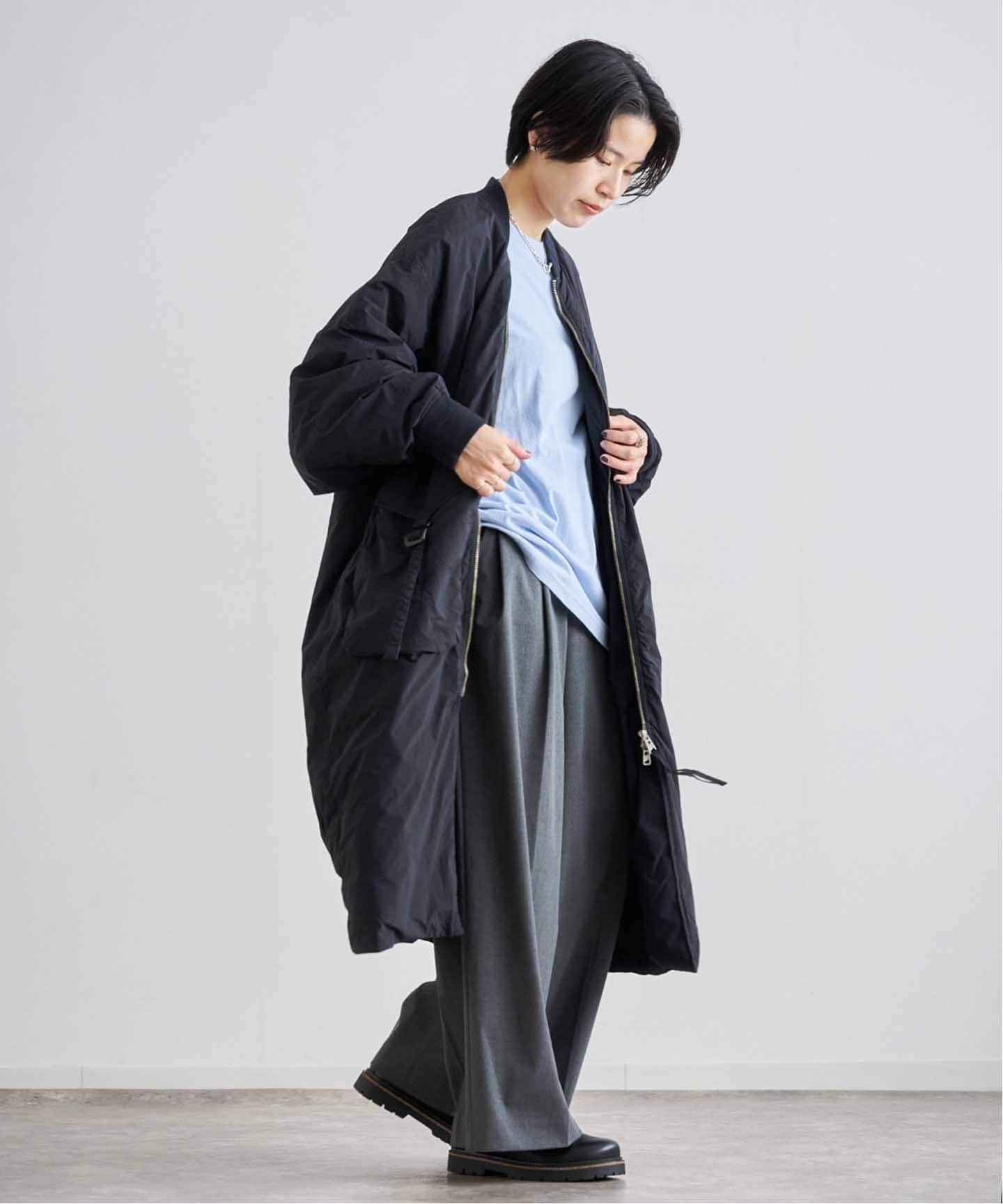 F/CE GARMENT DYE DOWN MA-1 LONG COAT（ノーカラーコート）｜BOICE