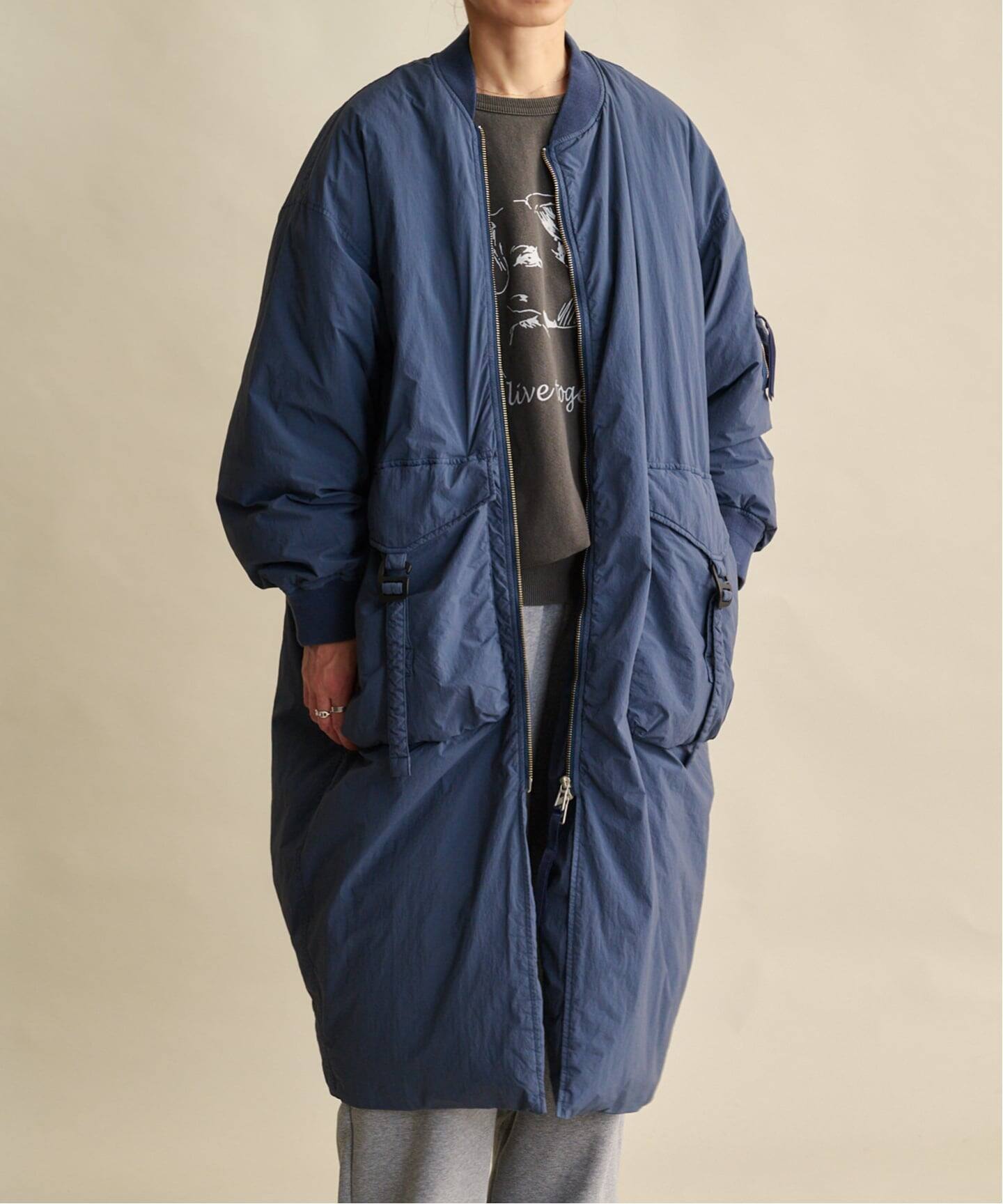 F/CE GARMENT DYE DOWN MA-1 LONG COAT（ノーカラーコート）｜BOICE