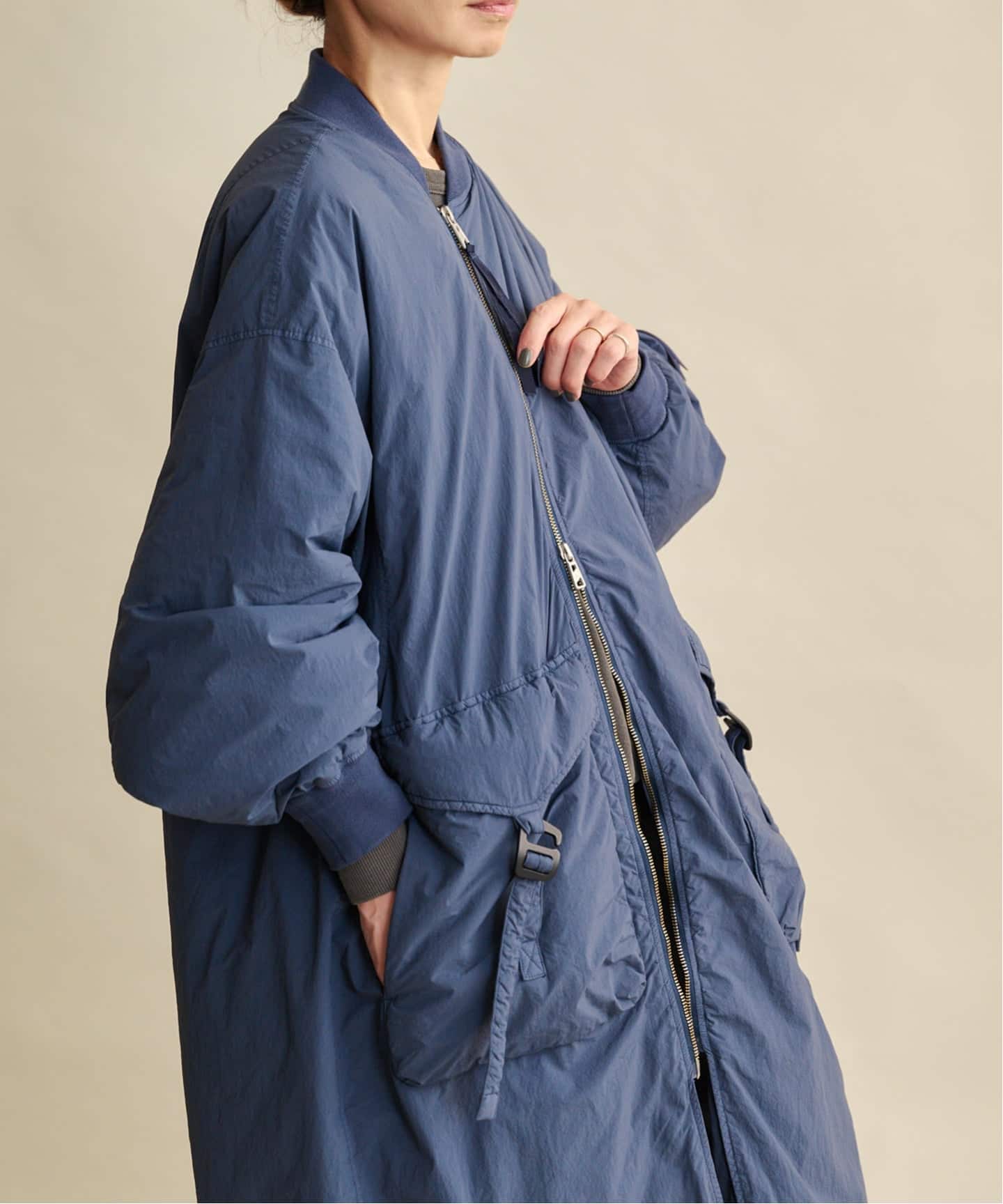 F/CE GARMENT DYE DOWN MA-1 LONG COAT（ノーカラーコート）｜BOICE