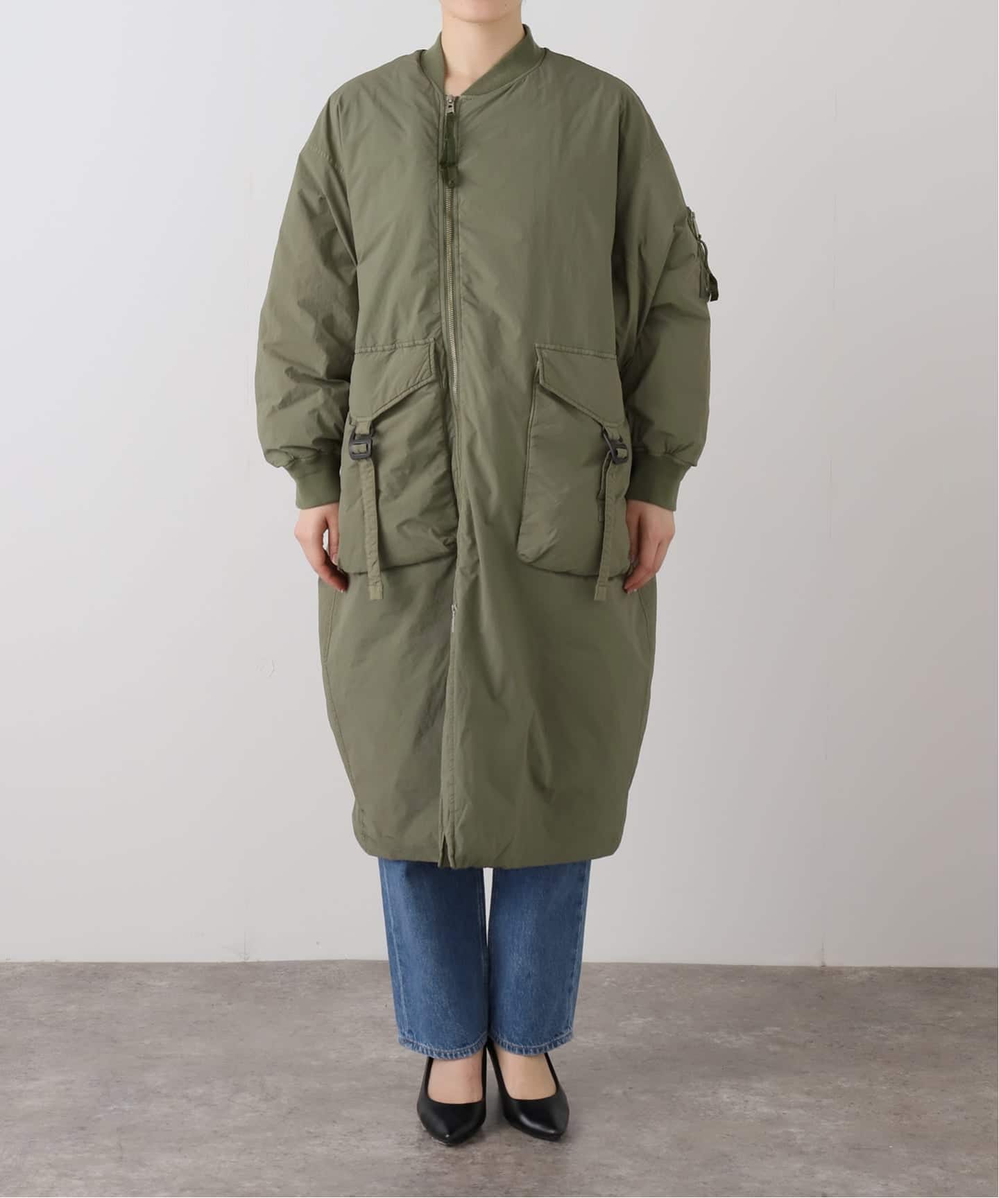 F/CE GARMENT DYE DOWN MA-1 LONG COAT（ノーカラーコート）｜BOICE