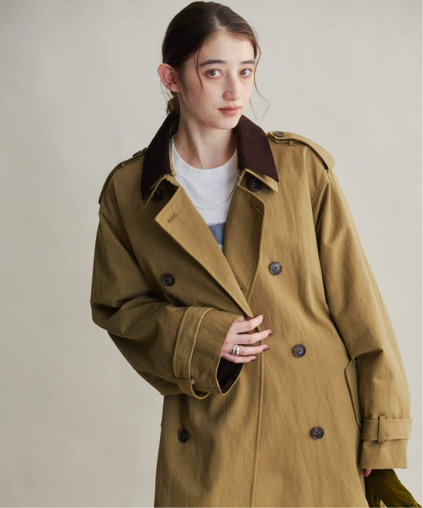 ETRE TOKYO フードストールロングトレンチコート（トレンチコート