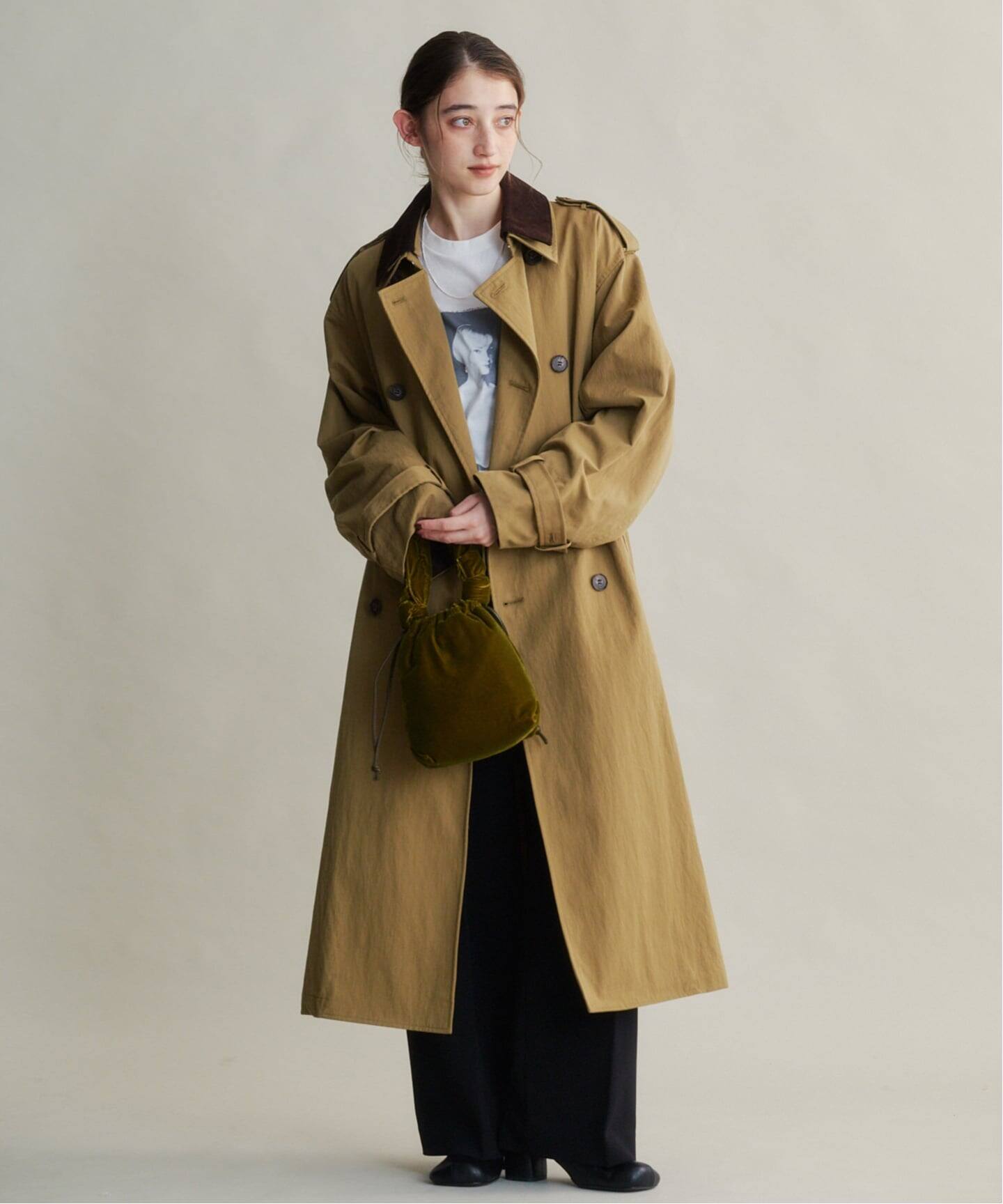 ETRE TOKYO フードストールロングトレンチコート（トレンチコート