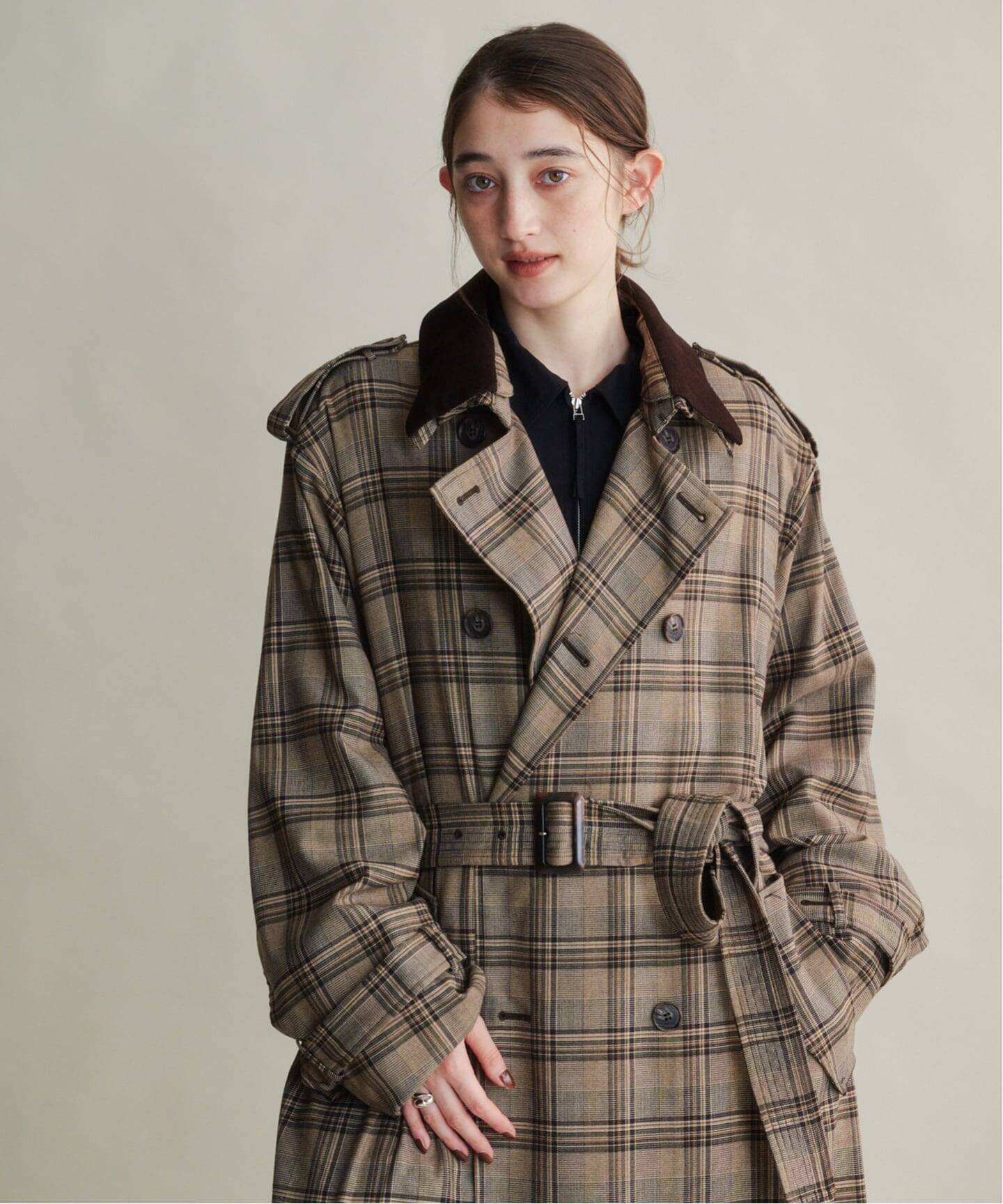 ETRE TOKYO フードストールロングトレンチコート（トレンチコート