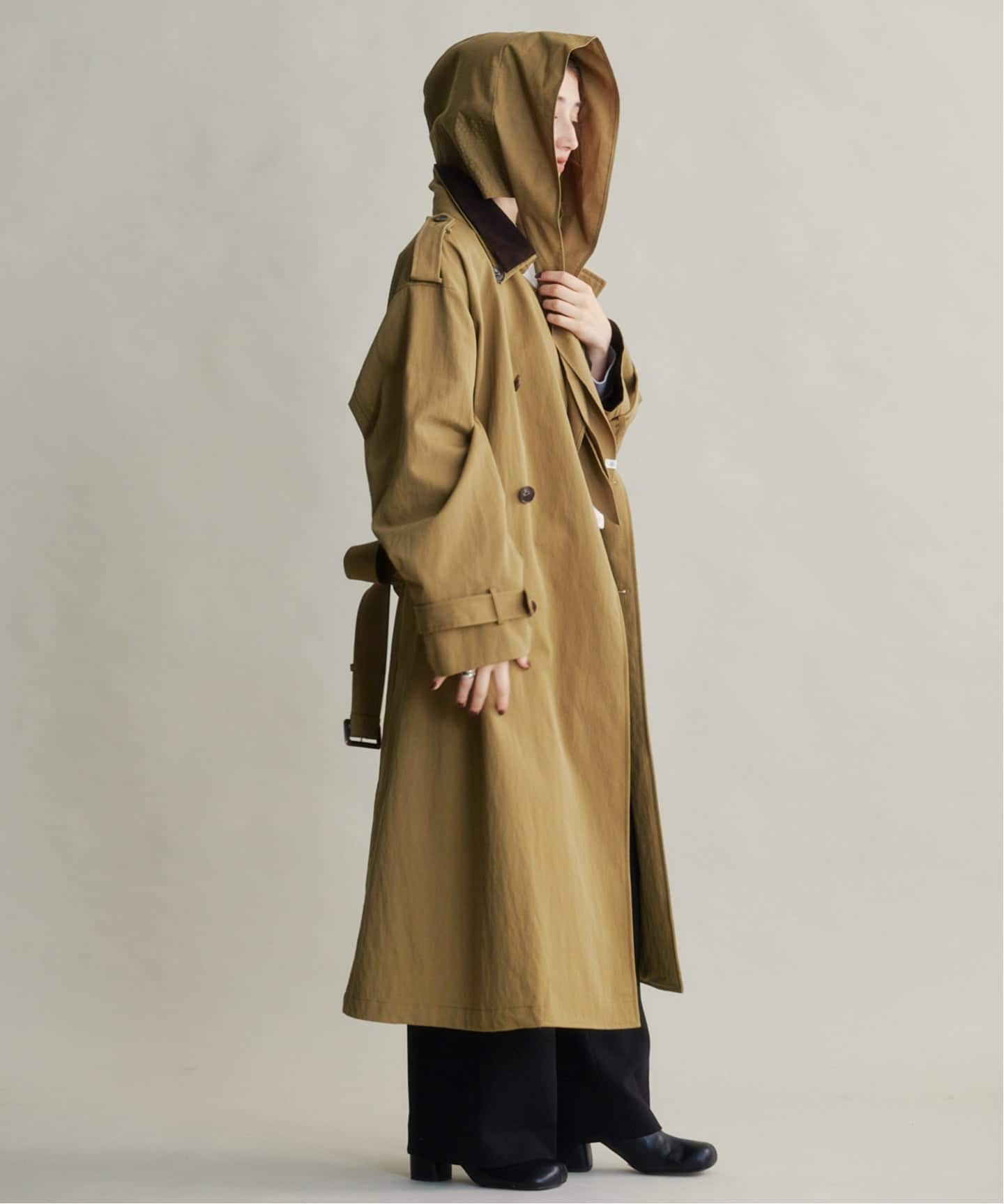 ETRE TOKYO フードストールロングトレンチコート（トレンチコート