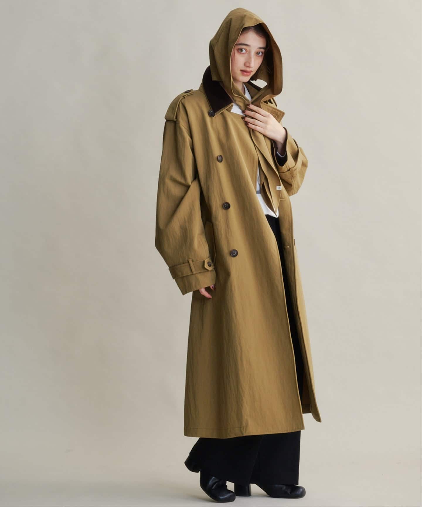 ETRE TOKYO フードストールロングトレンチコート（トレンチコート