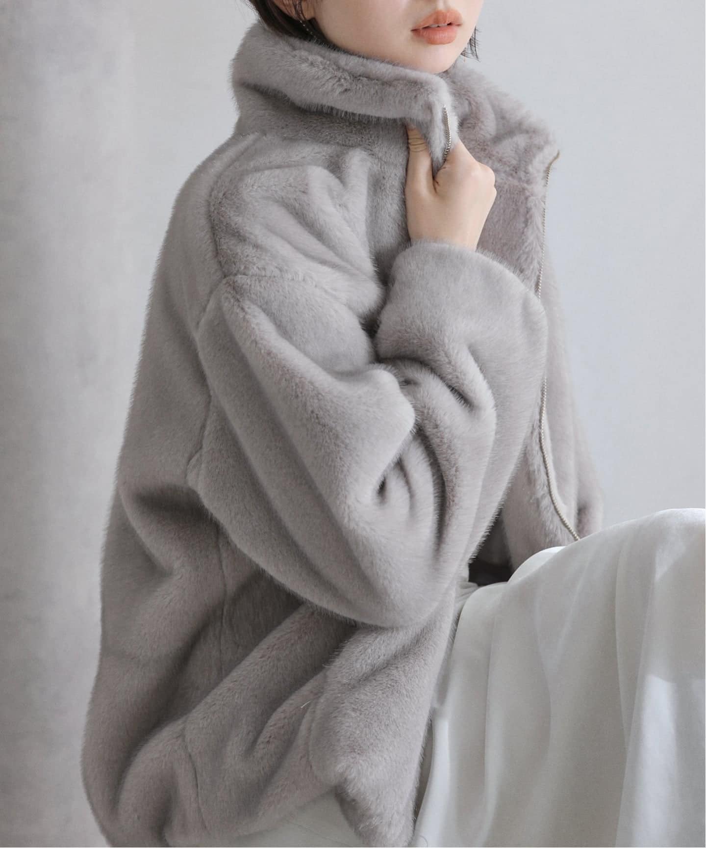 洗える】フェイクファージップコート（その他ブルゾン／アウター）｜La