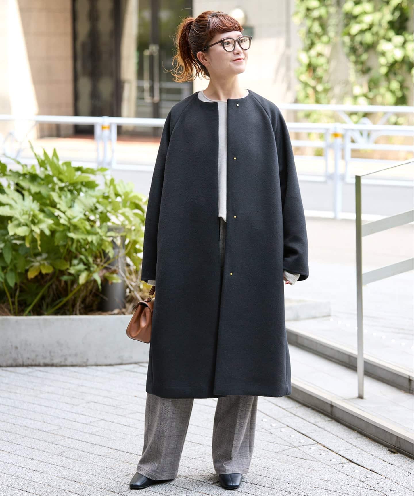 S160ビーバーノーカラーコート グレー スピック＆スパン Spick & Span 《追加》S160ビーバーノーカラーコート