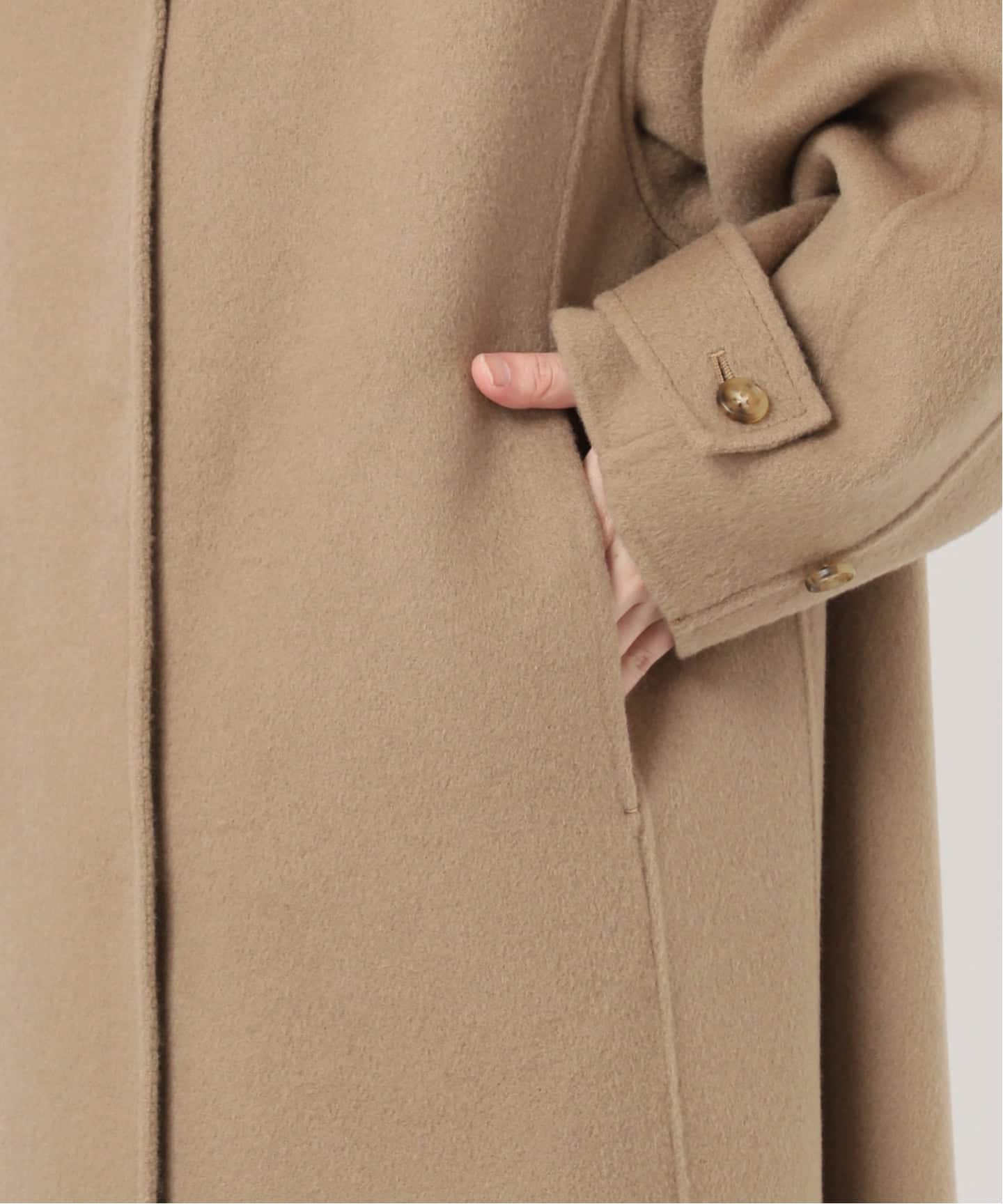 ビーバーニュアンスカラーオーバーコート　　ロングコート ブラック サイズ 38 ビーバーニュアンスカラーオーバーコート（ノーカラーコート）｜Spick