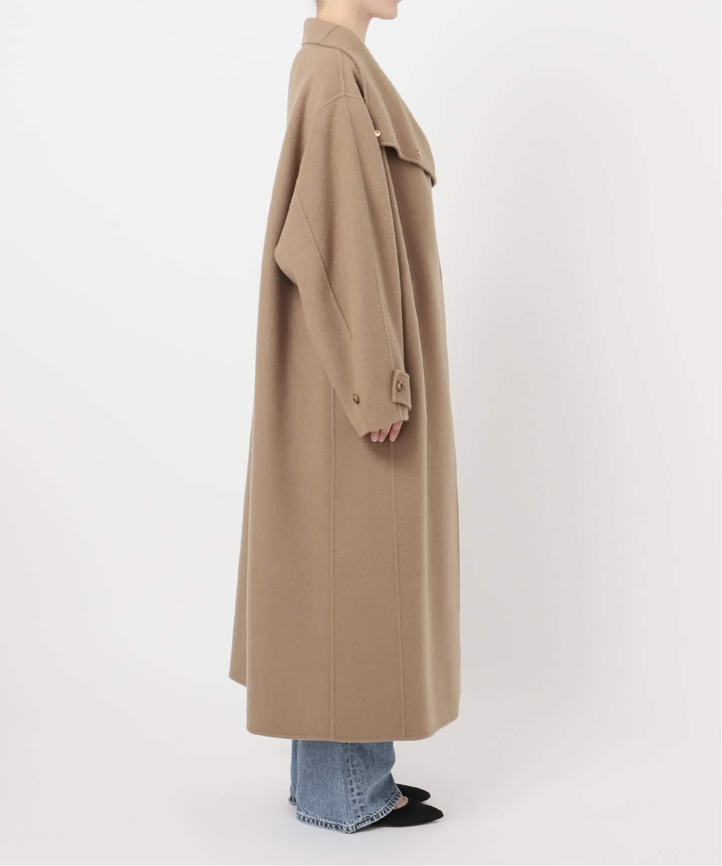 Spick&Span ボリュームスリーブノーカラーリバーコート　キャメル Spick & Span（スピックアンドスパン）の「ボリュームスリーブ