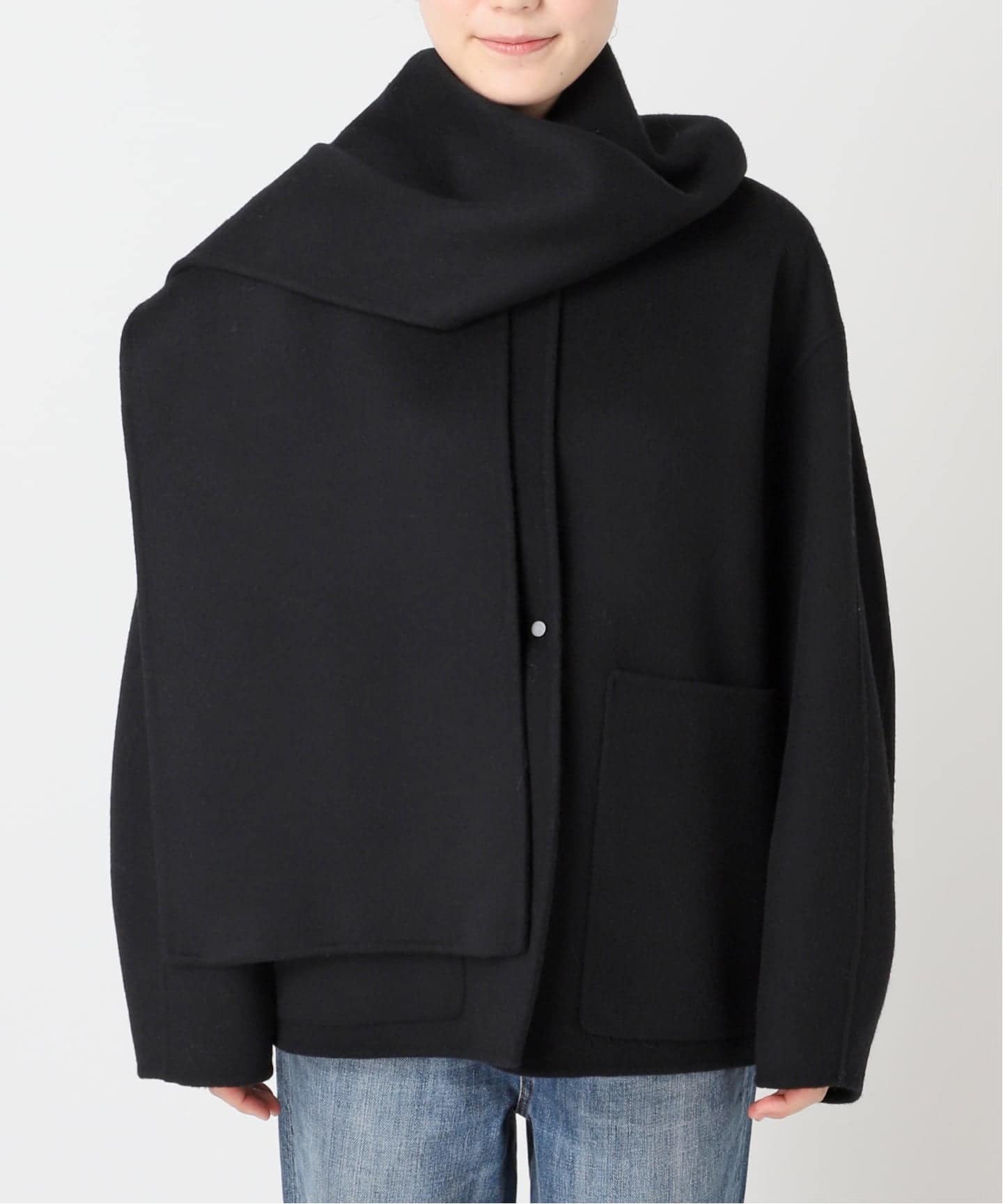 Spick&Span ビーバーストール付きショートコート　36 ブラック Spick & Span（スピックアンドスパン）の「《追加》ビーバー